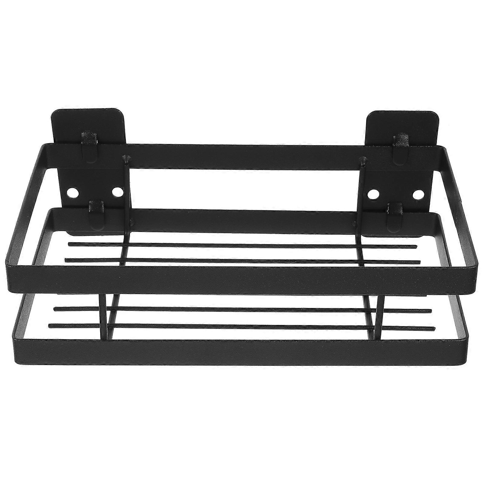 Wall Mounted Iron Bathroom Storage Shelf with Drainage, Lightweight Organizer Rack for Shower Items and Toothbrush, Space Saving Holder for Kitchen