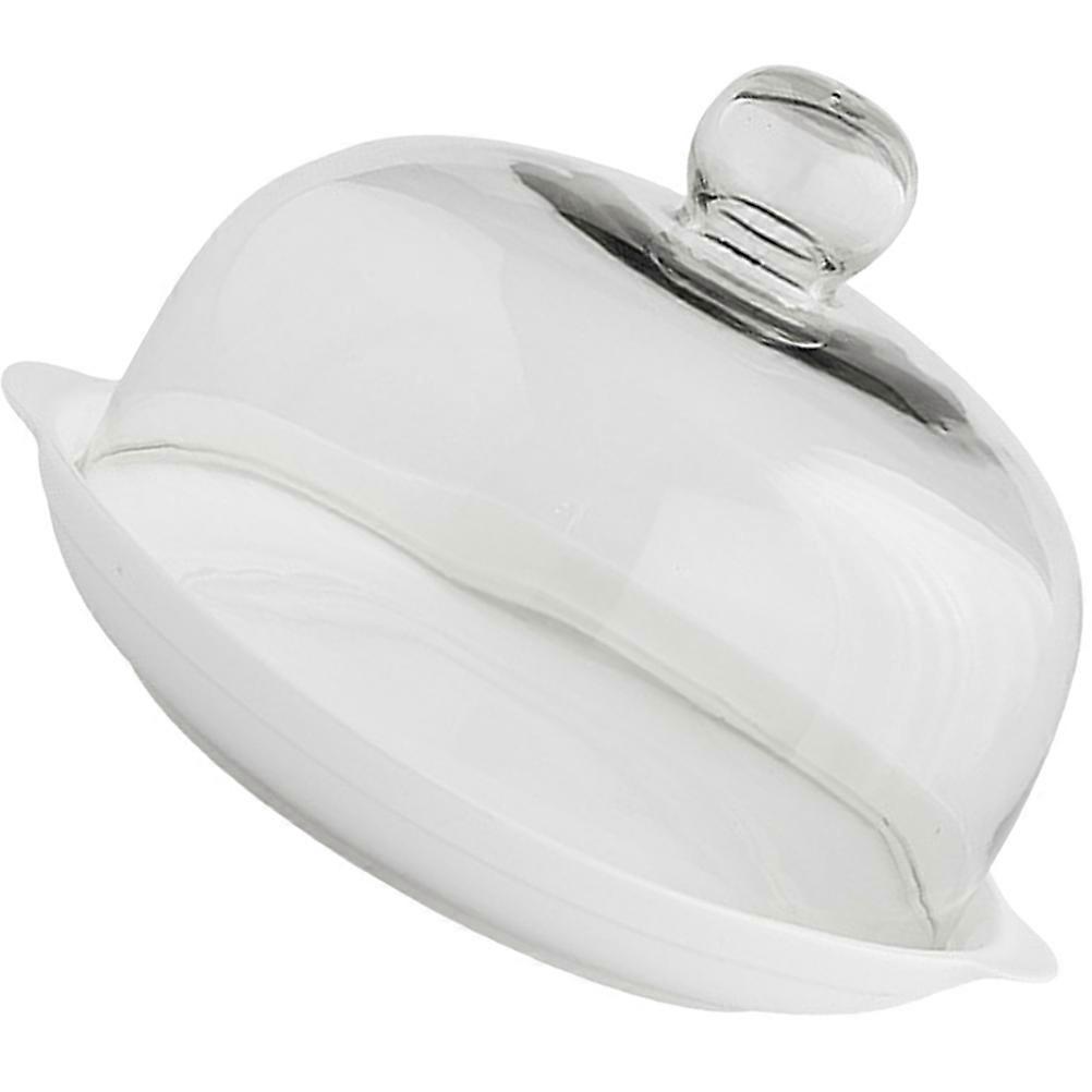 Cake Plate Server with Lid Dessert Display White Ceramic 8.84x8.84x6.48in Hygienic Protection 1 Set