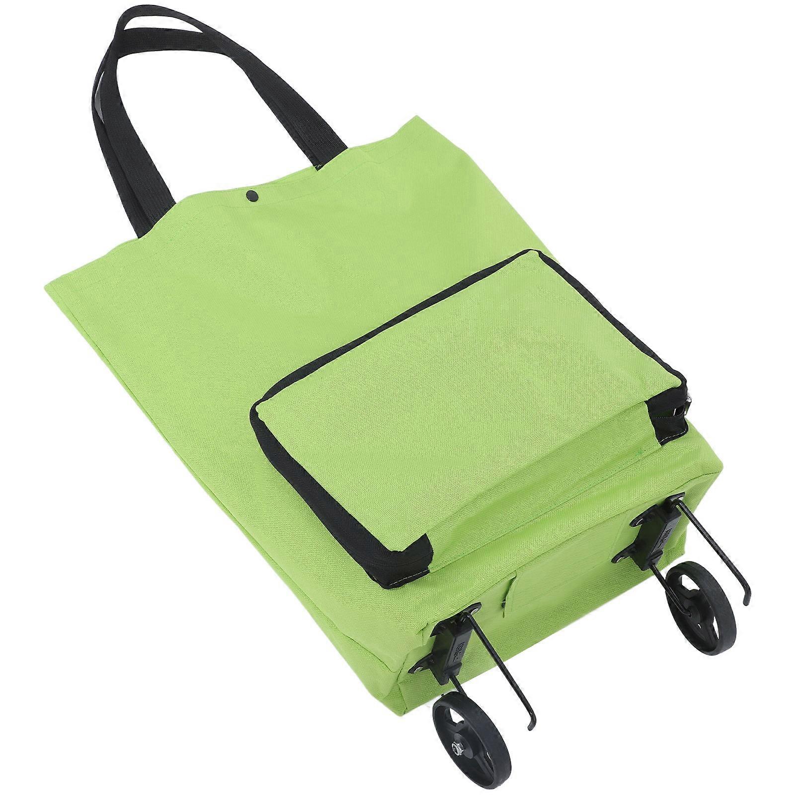 Silent Wheels Shopping Trolley Bag Folding Portable Large Capacity Light Green 48.00X28.00X18.00CM 1Set