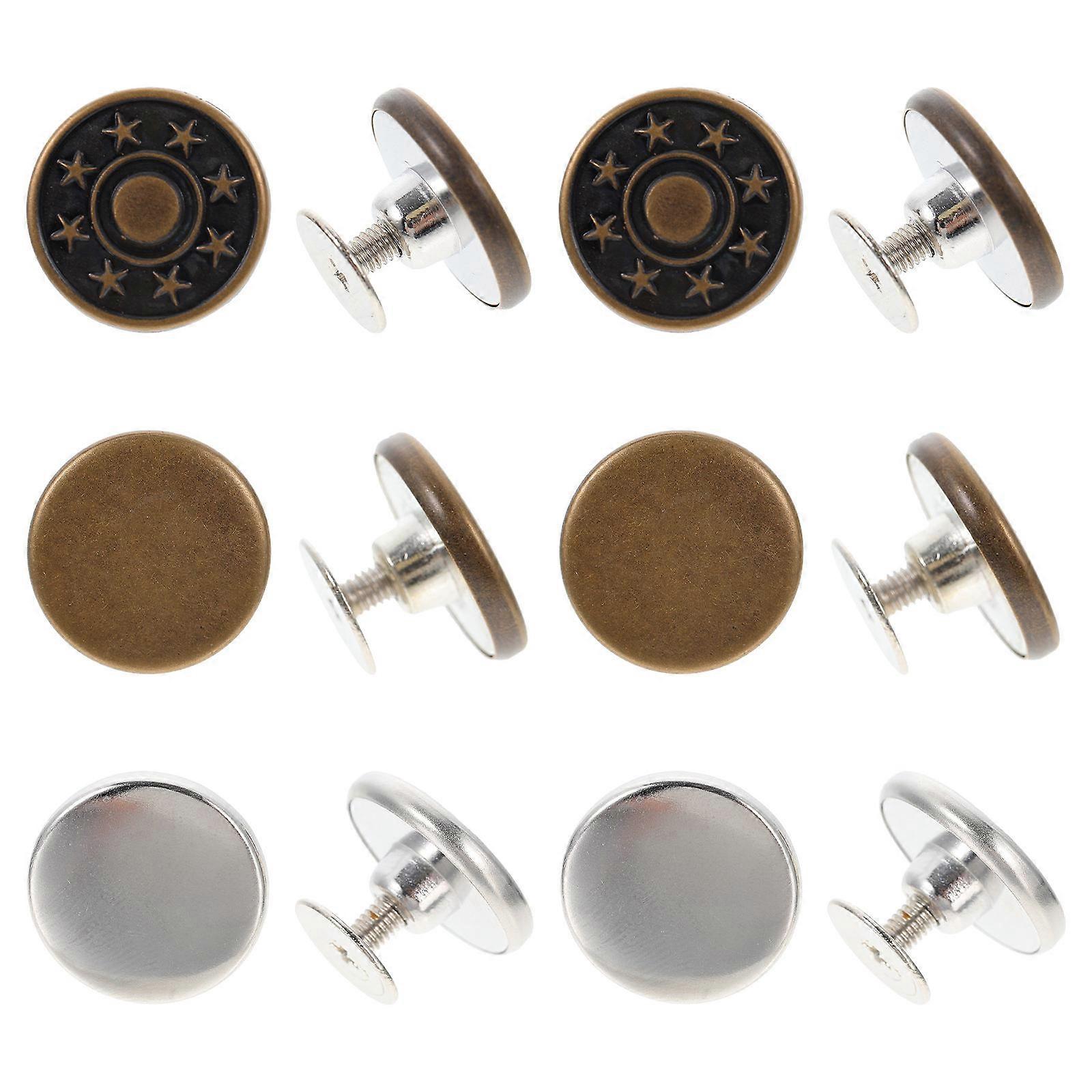 Metal Buttons for Jeans Antique Bronze Detachable Tool-Free Installation Pants Button Replacement 15Pcs