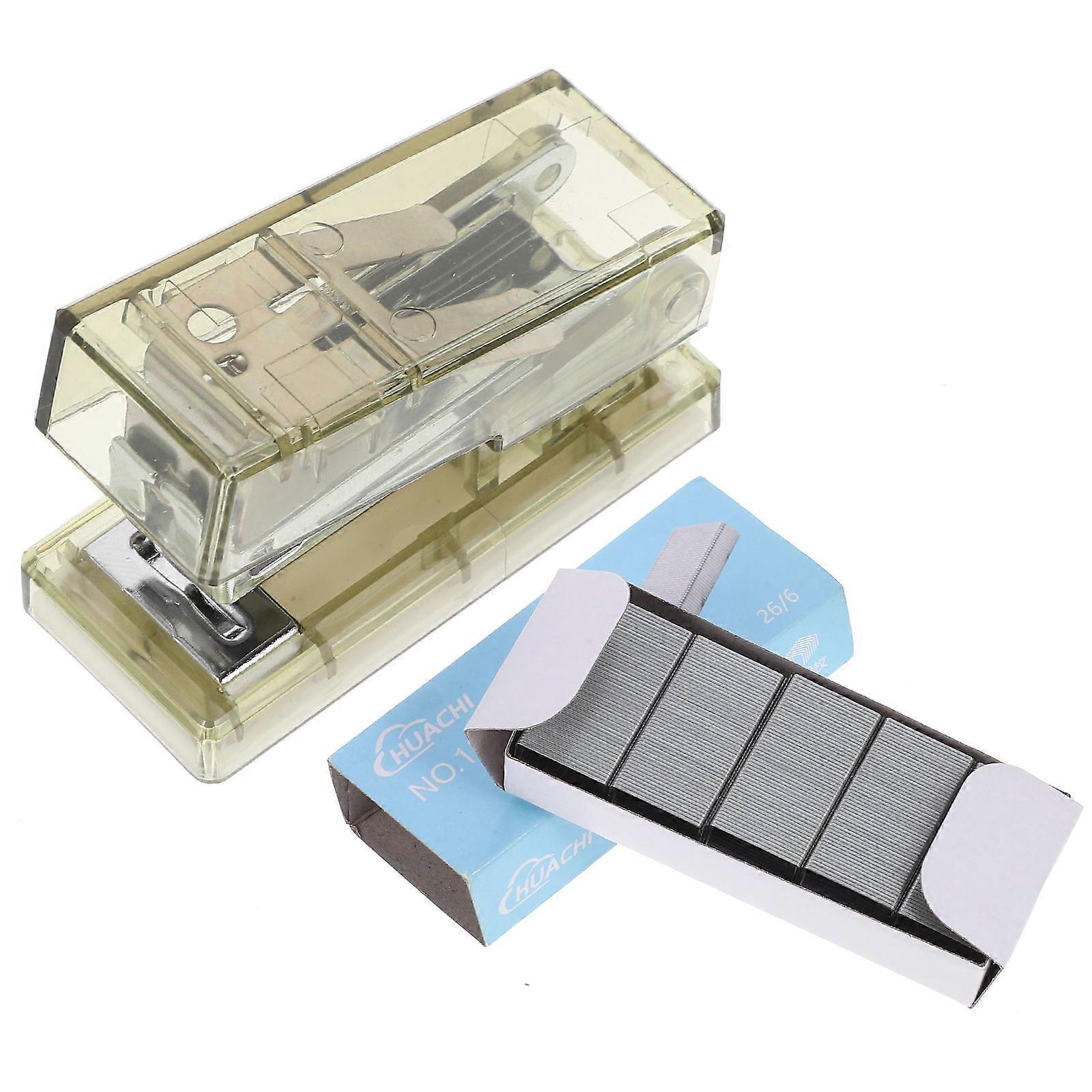 Clear Stapler Set Transparent Portable Hand Stapler for Office & Home Use, Multi Functional with Stapling, Cutting & Punching Features, Desk