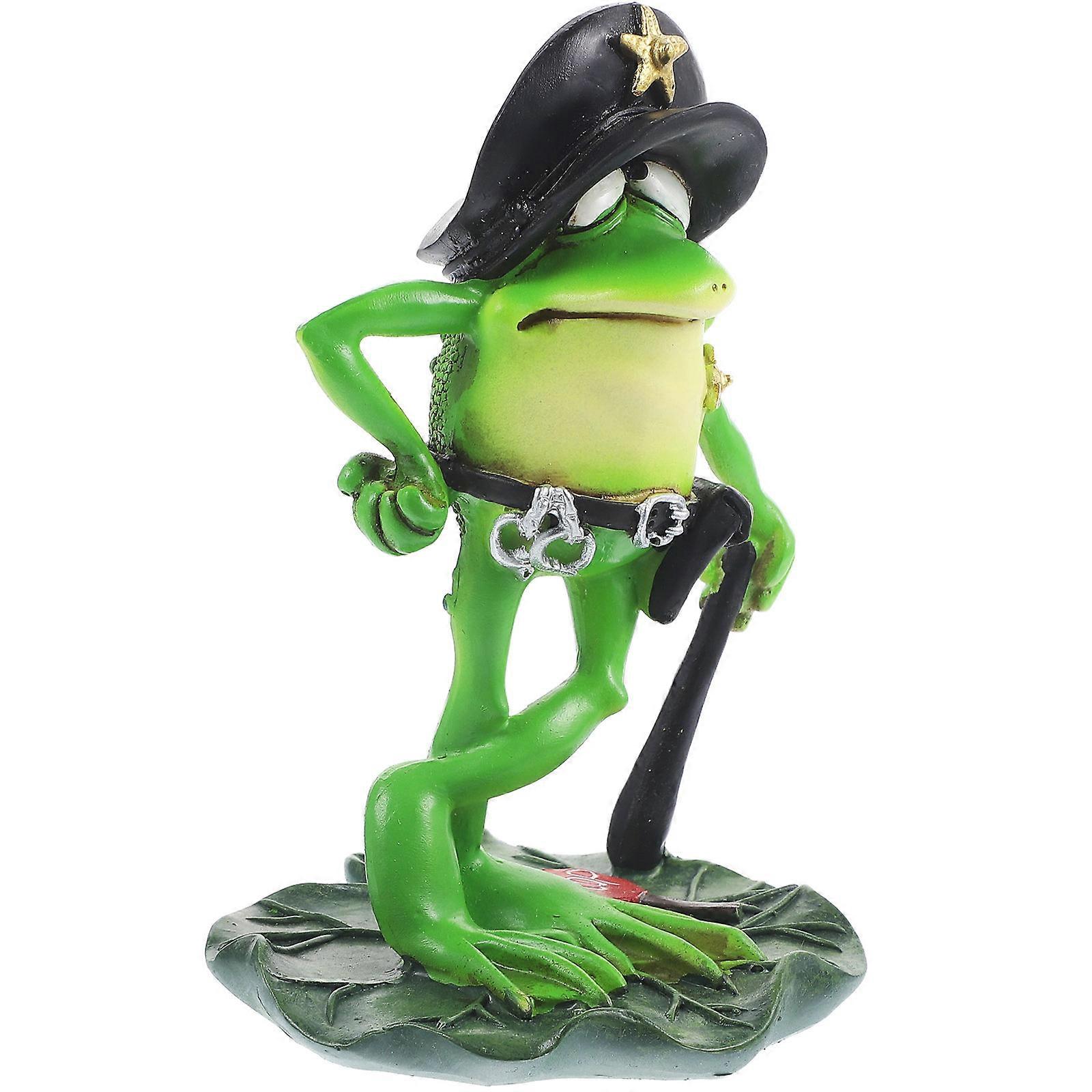 Resin Frog Garden Statue, Decorative Police Frog Figurine for Lawn, Backyard, Office Desk, and Home Decor