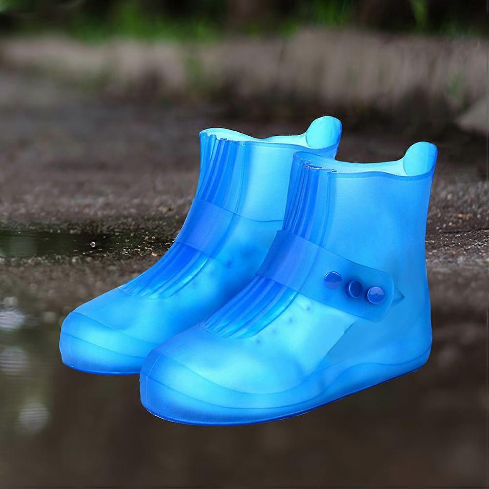 Rain Shoes Cover Waterproof and Wear-Resistant Blue Size 36-37 1 Pair