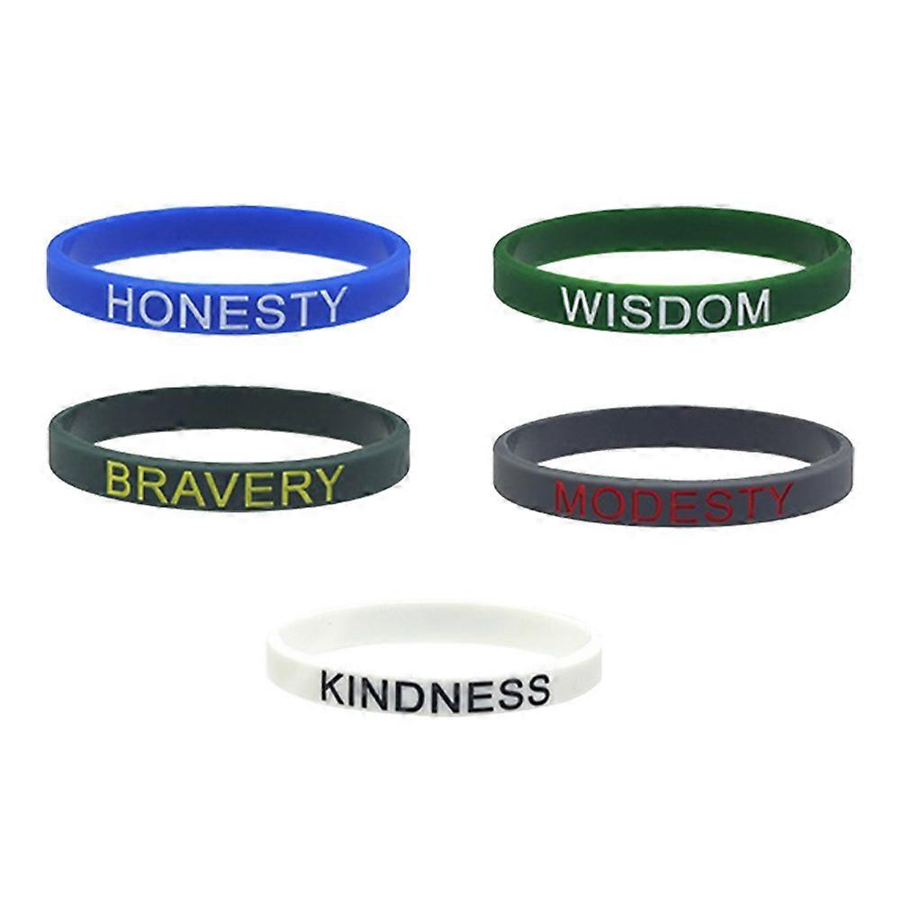 Affirmation Bracelets Courage Wisdom Motivational Bangle Wristwear Assorted Color 5Pcs