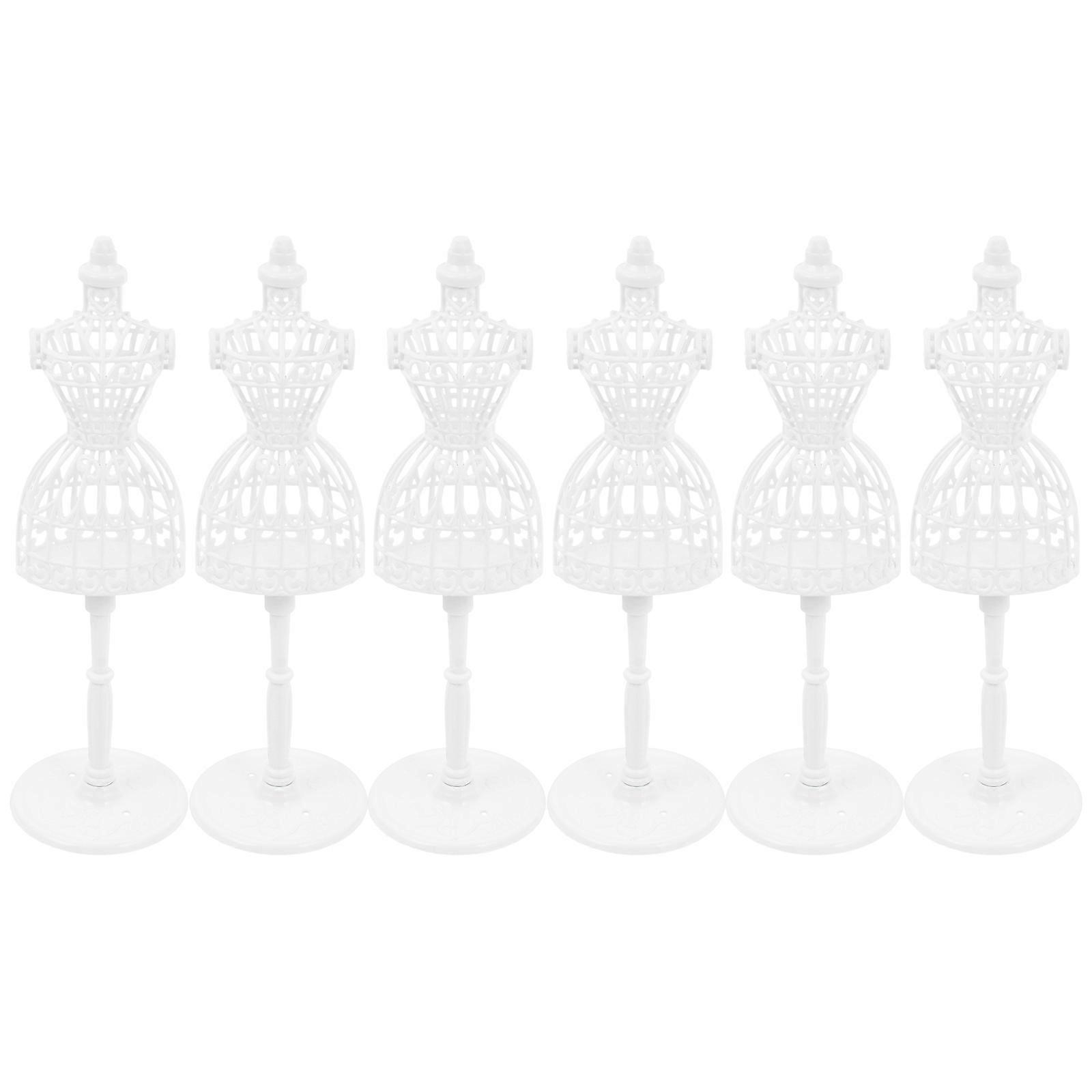 Mini Display Rack Mini Mannequin Model Doll Dress Clothing Stand Hollow Shape For Doll's Clothes White 21x5.5x4cm 6Pack