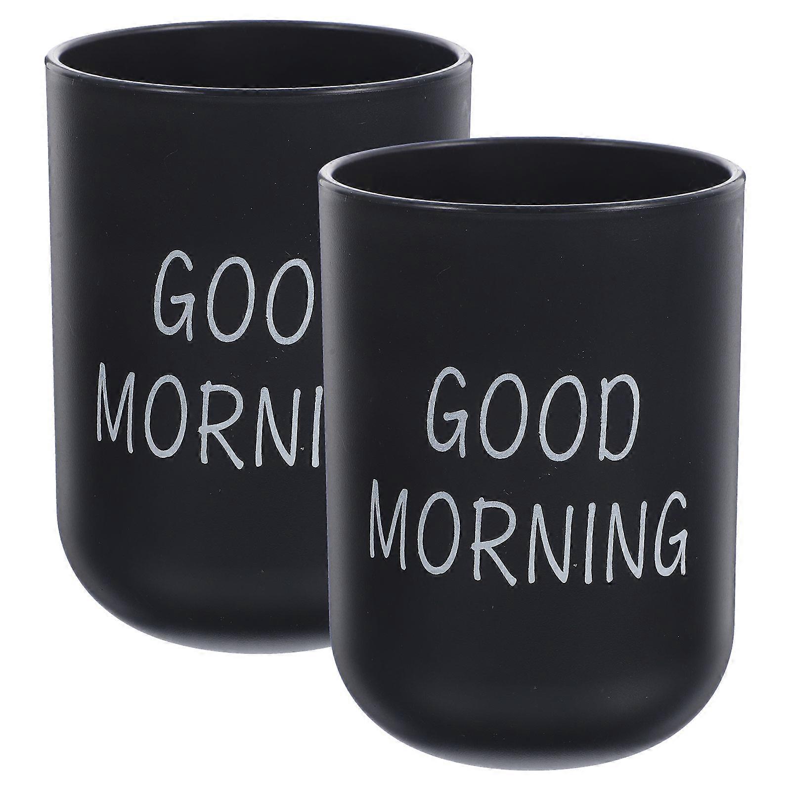 Tooth Rinsing Cups Washroom Cup School Use Black Simple Design Cold Water Drinking 2Pcs