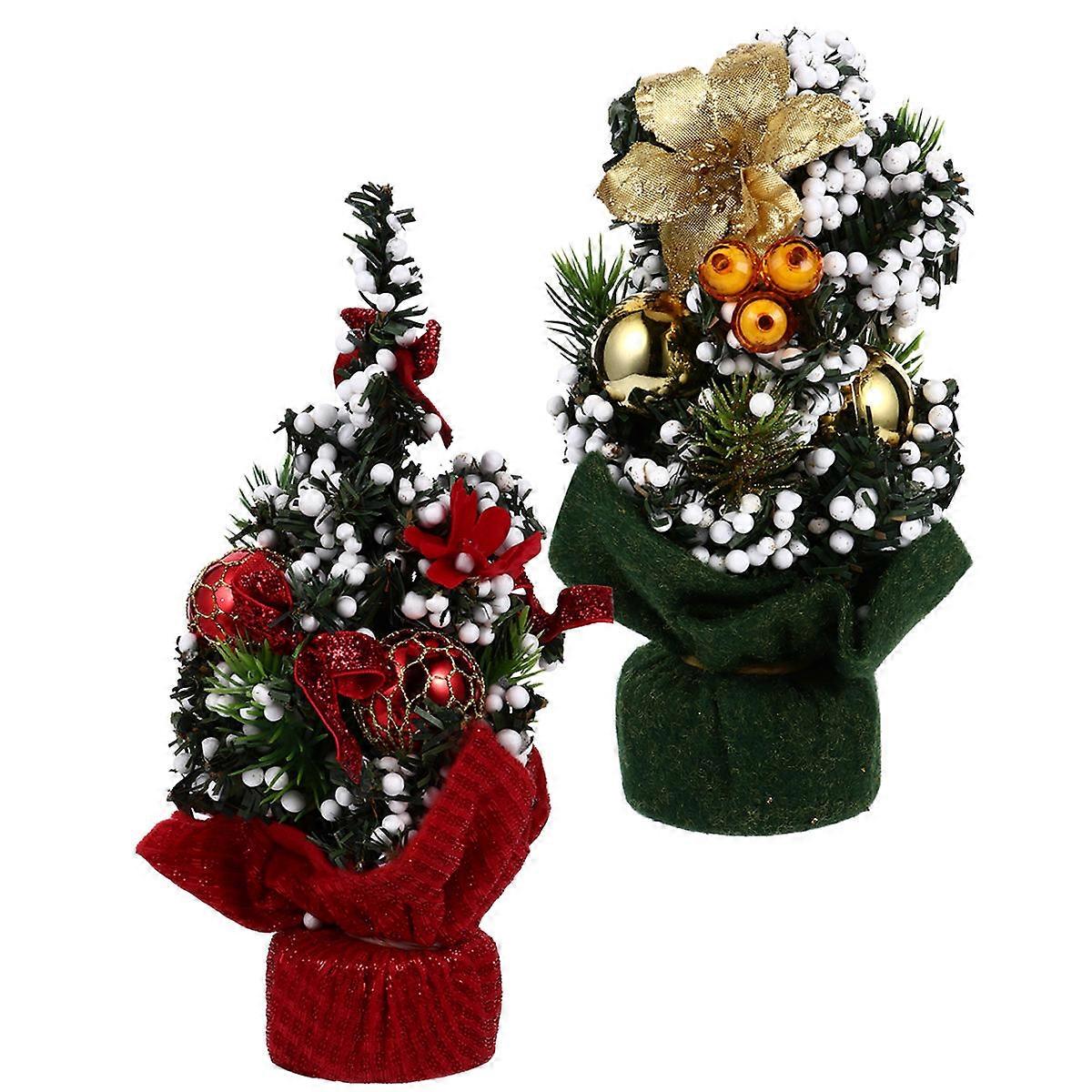 Here's a refined and engaging product description based on your input:
   
**2pcs Mini Christmas Trees – Festive Desktop Ornaments for Holiday