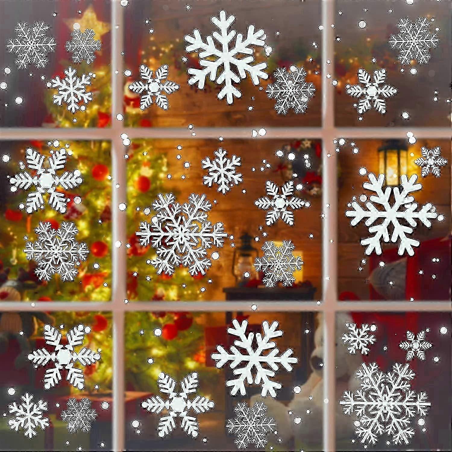 Liangnv 108pcs Christmas Window Decorations Christmas Window Stickers Static Snowflake Stickers Reusable Stickers