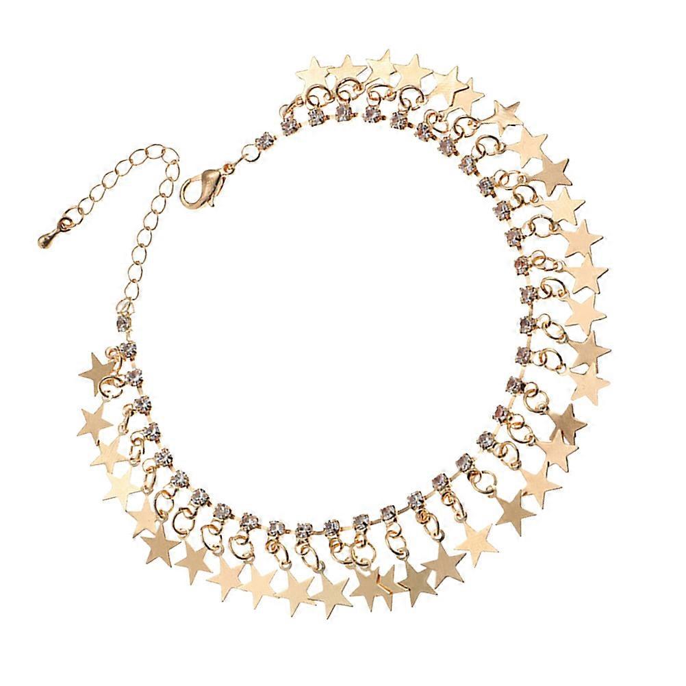 Anklets Foot Chain Star Modeling Pendant Ankle Chain Golden 21.2x1.2cm Decorative 1Set