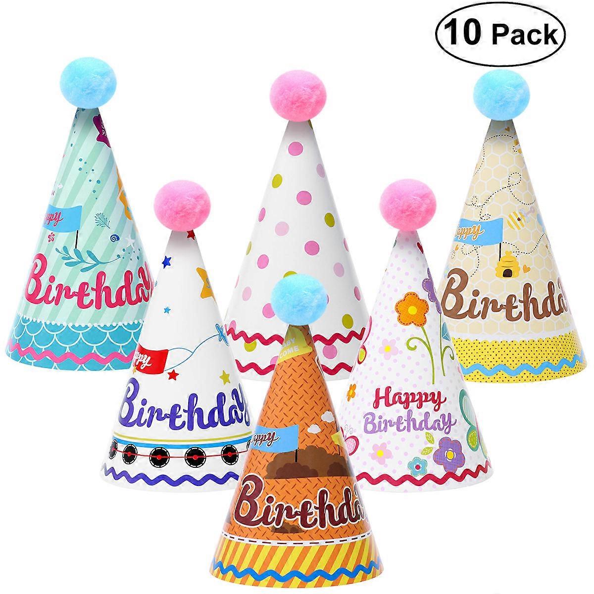 Birthday Party Cone Hats Nuolux Decorative Confetti Cake Theme For Children Assorted Color 10Pack