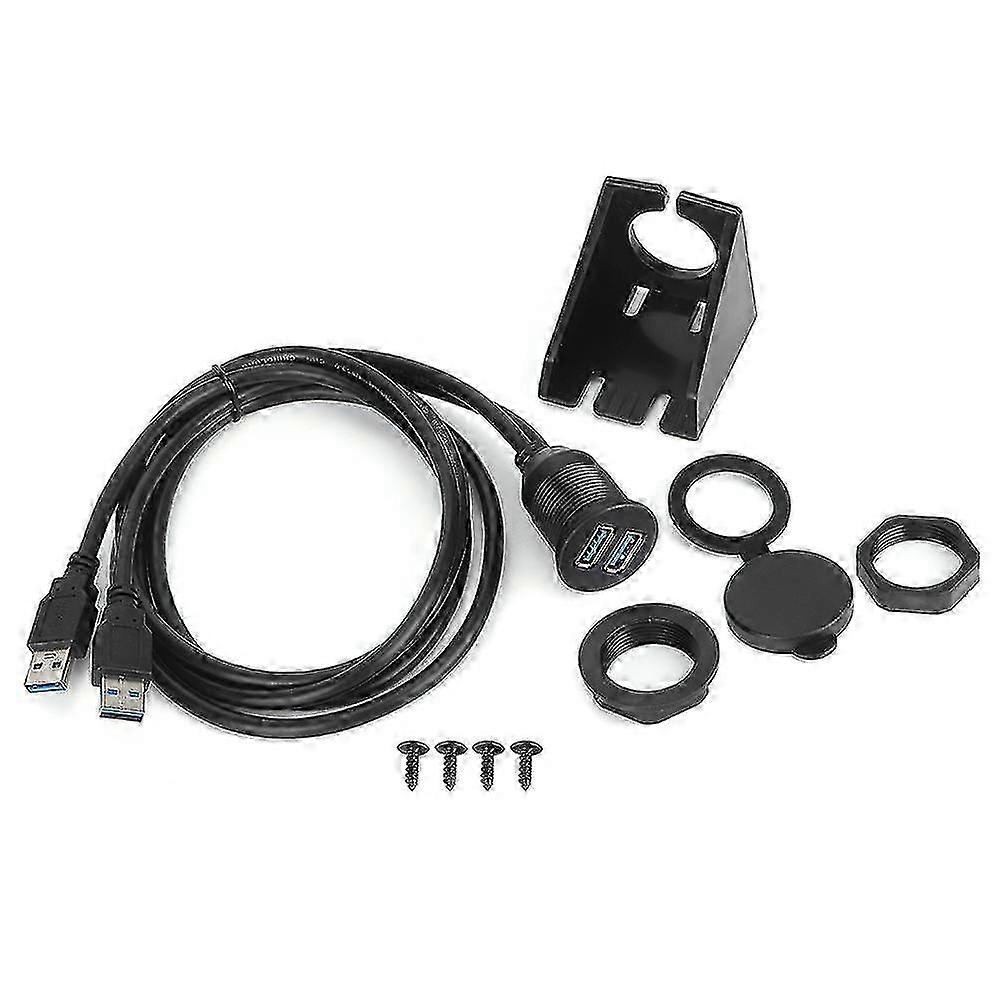 1 Meter Waterproof Dual USB3.0 Data Cable Extension Line for Dashboard Flush Mount Panel, Perfect for Various Applications