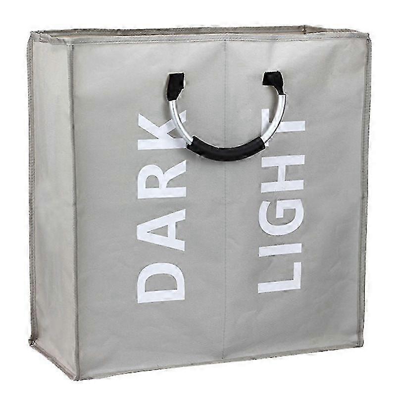 Large Collapsible Laundry Basket Bag with 2 Sections for Bedroom, Fabric