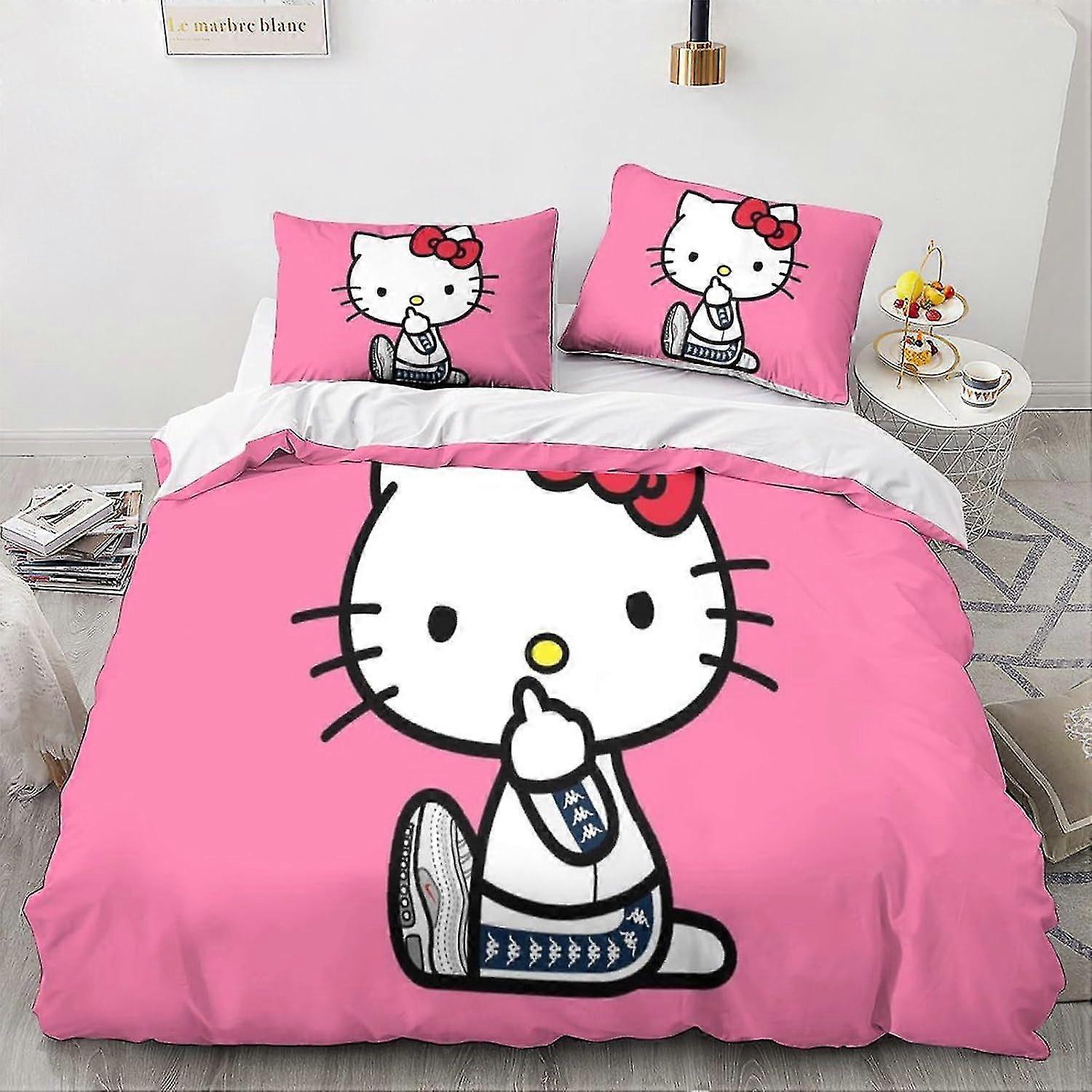 Duvet Cover Bedding Set for Kids with Anime Characters Pattern, 3 Piece Bold Color Design for Single Bed