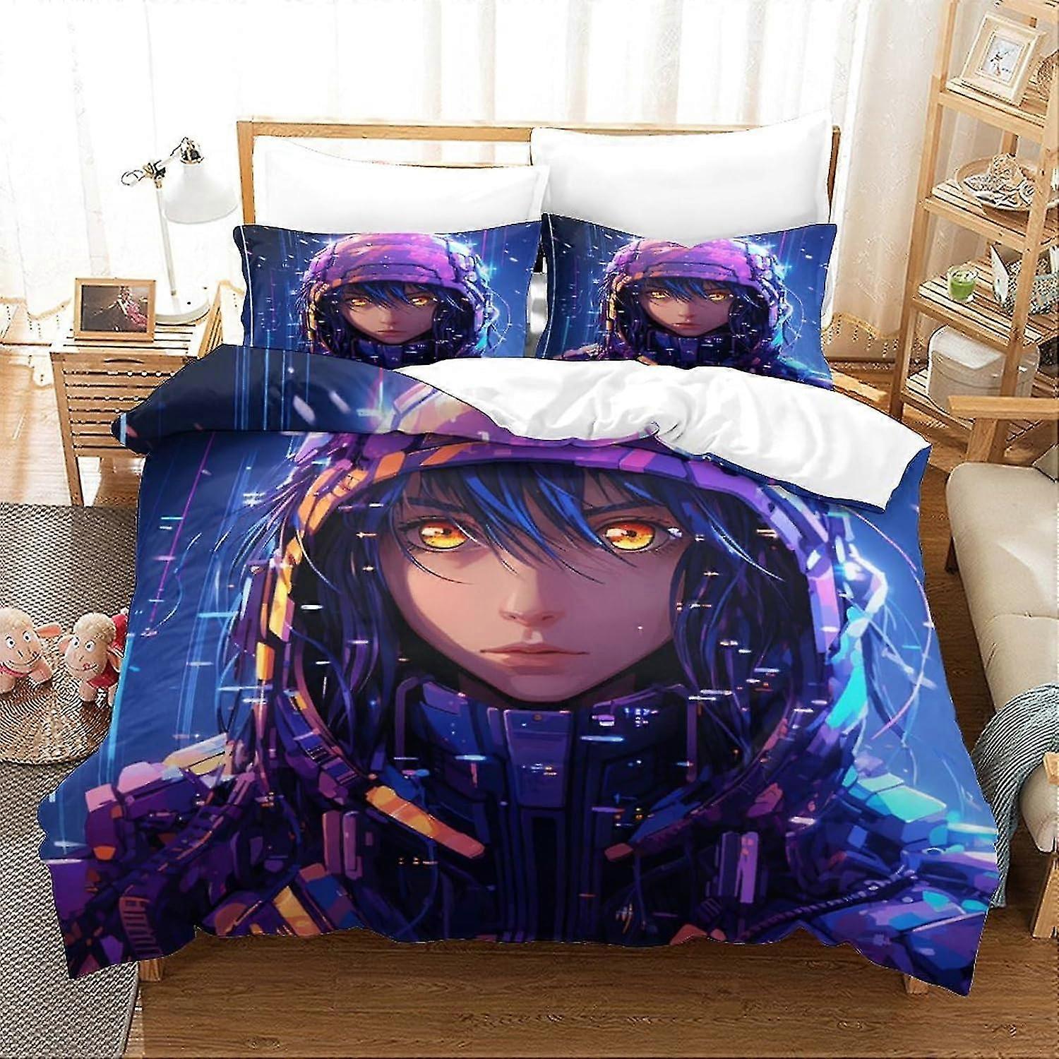 Conjunto de capa de edredão para crianças para meninos e meninas - Galhos de árvores e design de espaço sideral com fronhas