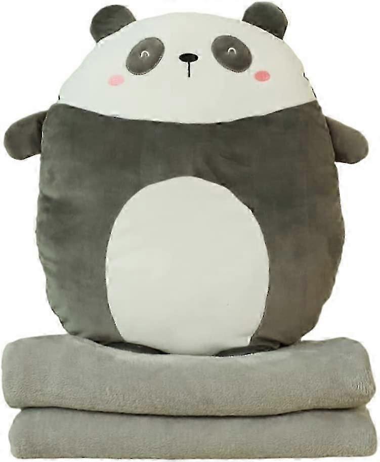 Plush Dinosaur Travel Blanket and Pillow Set (Panda Design)