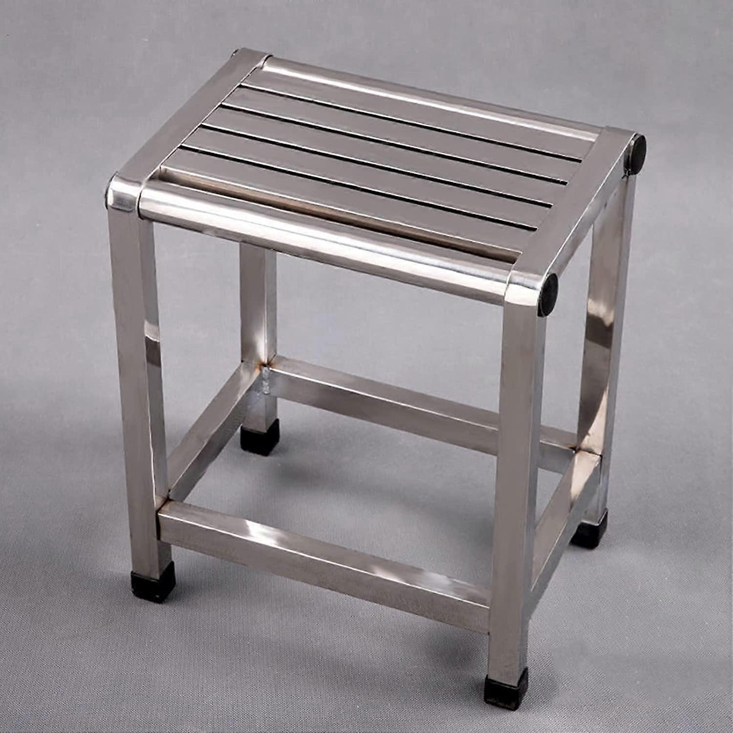 Stainless steel shower seat with 300 kg load capacity, nonslip design, ideal for elderly and disabled individuals, 46 cm.