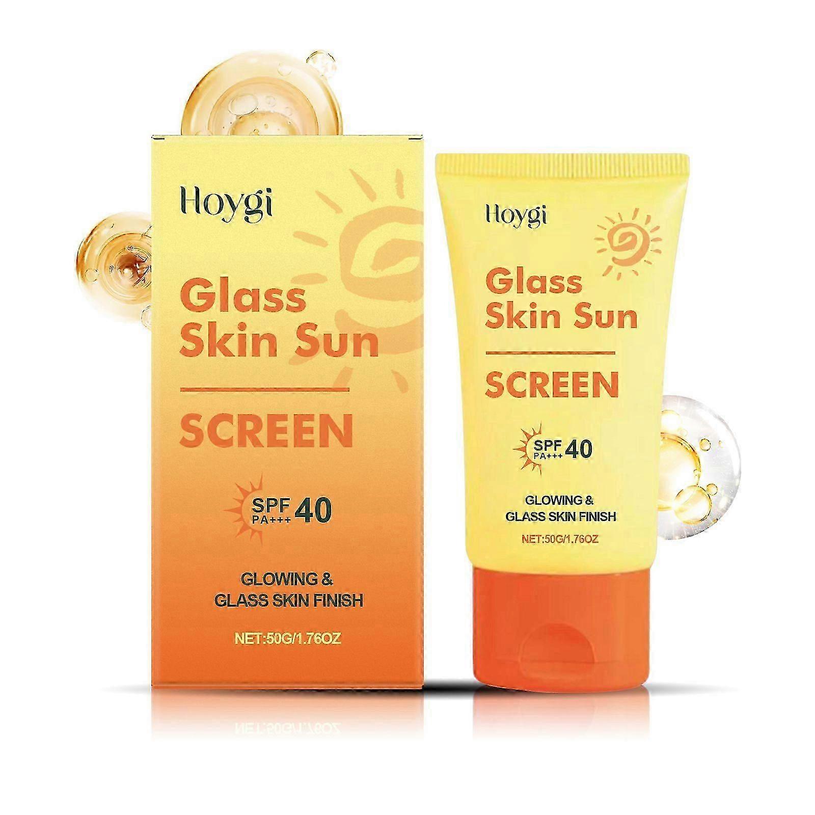 SPF40 Glass Skin Sunscreen with Titanium Dioxide & Glyceryl Stearate | Long-Lasting UV Protection, Moisturizing & Glowing Finish - 50g/1.76OZ