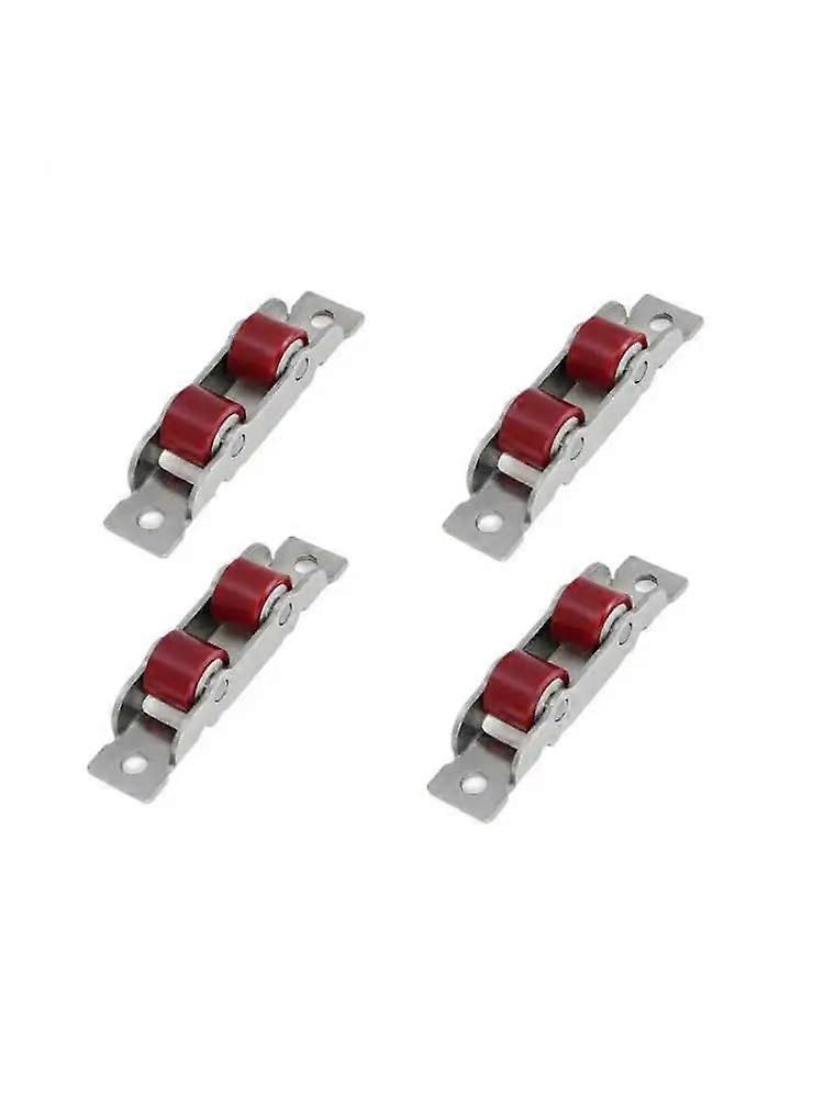 Plastic Steel Window Double Flat Wheel Stainless Steel Shell Pulley Hardware 4 Pieces Set