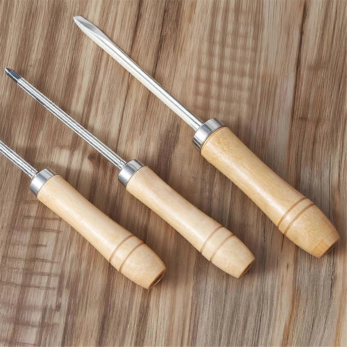 10 Pcs Wooden File Handle with Strong Metal Collars Medium & Large Wood Handles for Screwdriver Hand