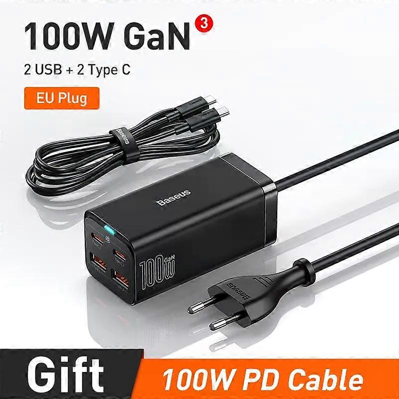 Stand Baseus GaN3 100/ 65W Desktop Charger Quick Charge QC 3.04.0 USB C Type C Phone Charger For iPhone15 Huawei Xiaomi MacBook Laptop