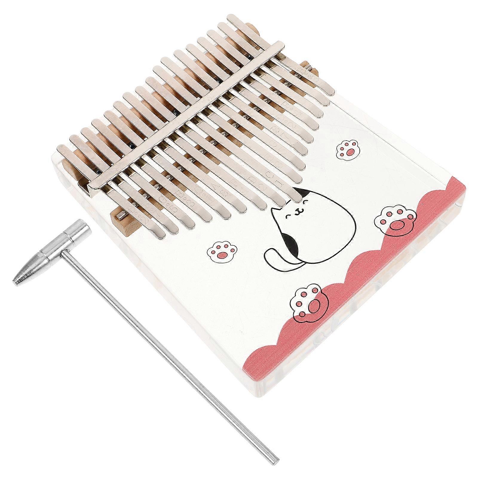 Seventeen-tone Range Kalimba Kawaii Transparent Cartoon Pattern Kalimba Beginners 14.00X12.30X4.00CM Acrylic 1Pack
