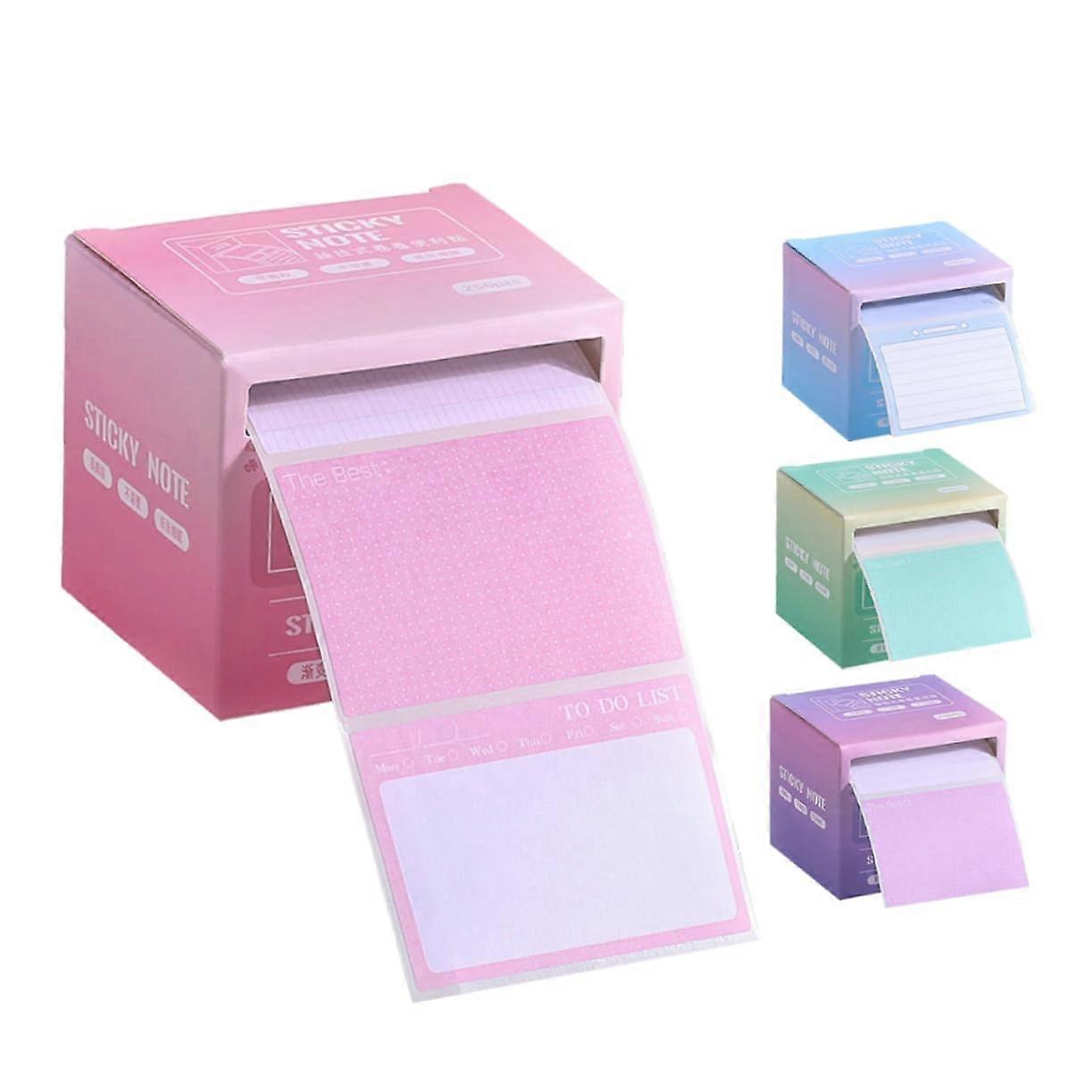 Self-Adhesive Notepads Pack of 4 with Pull-Out Dispenser Box, Fully Adhesive Sticky Notes for Office, Home, School Use