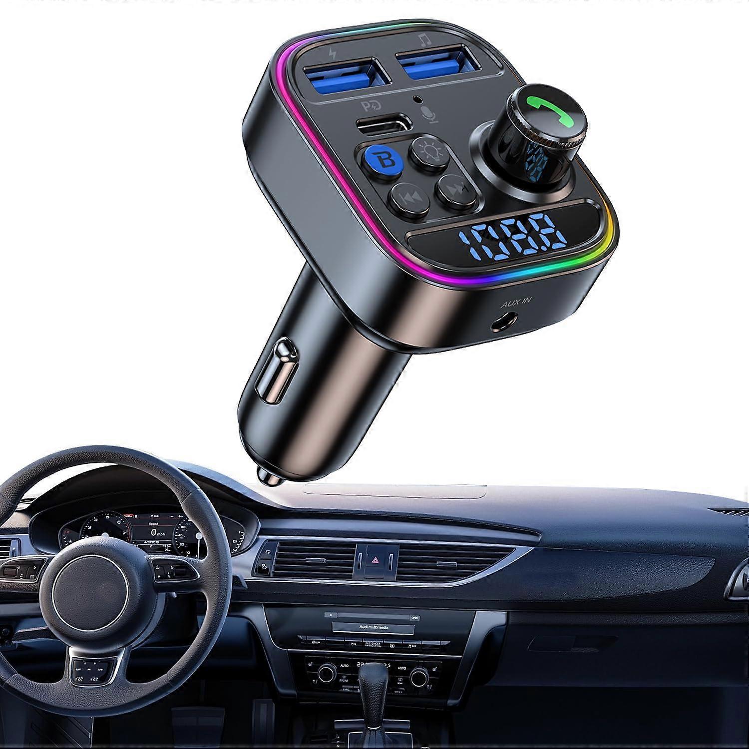 Bluetooth 5.3 FM Transmitter, Car Bluetooth Adapter, 30W PD 18W QC 3.0