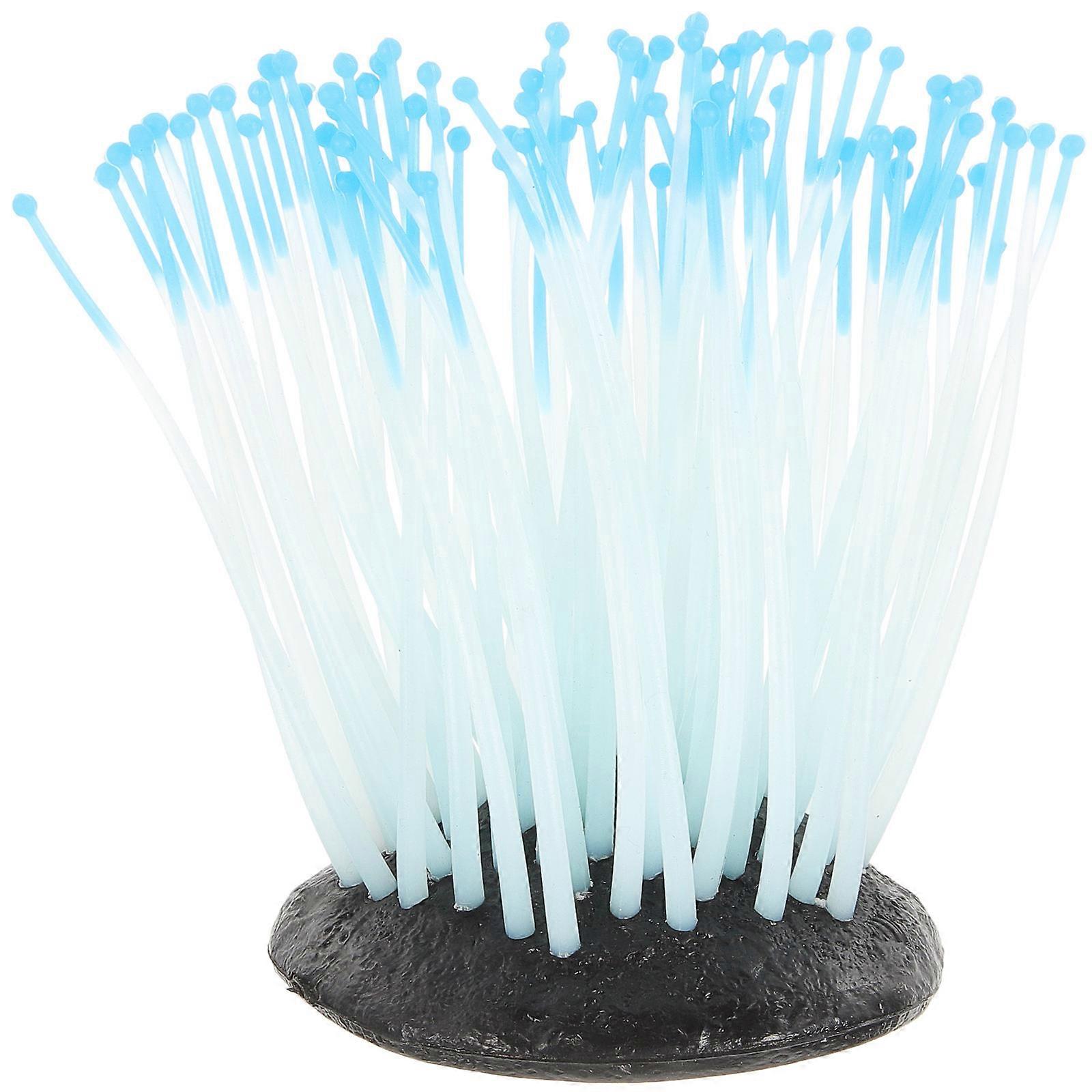 Aquarium Decoration Artificial Sea Anemone Simulation Fish Tank Resin Blue 10x7x7cm Realistic Design 1Set