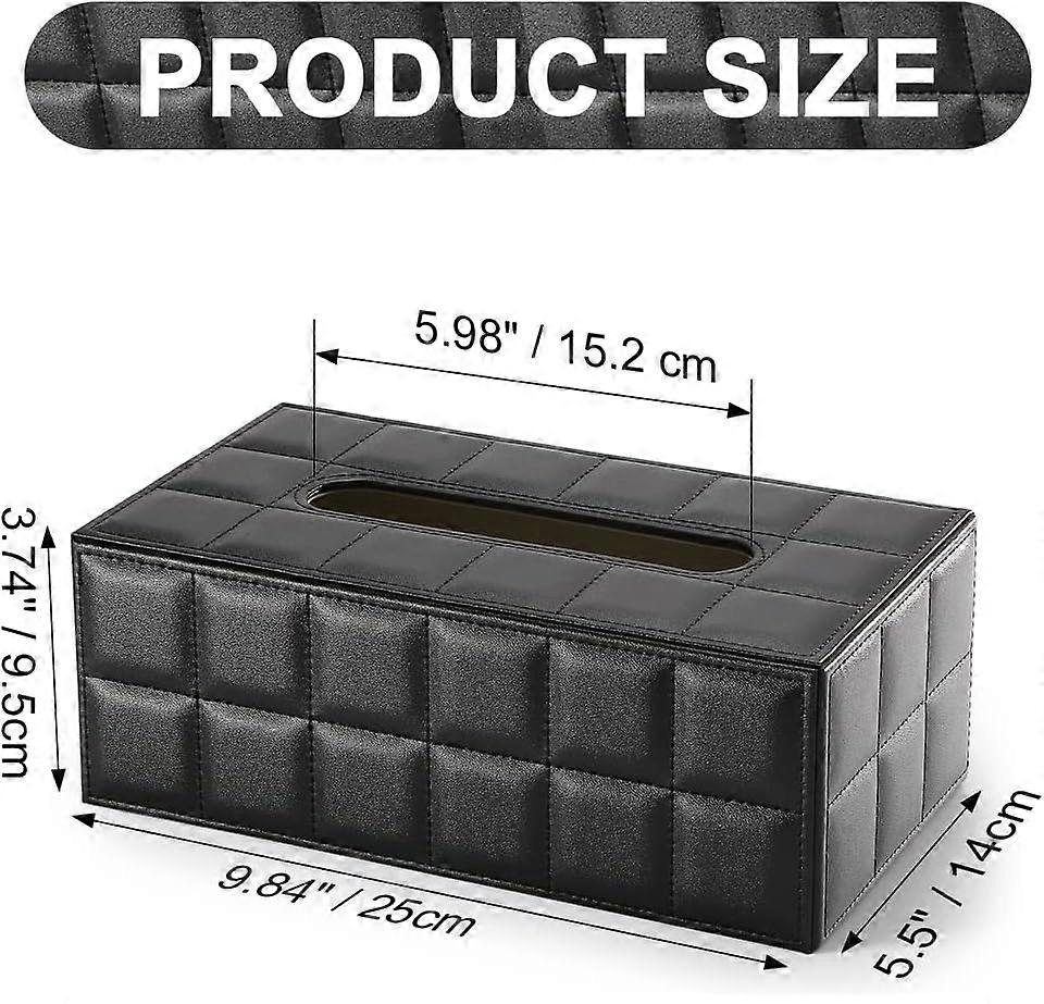 Rectangular PU Leather Facial Tissue Box Tissue Holder，black