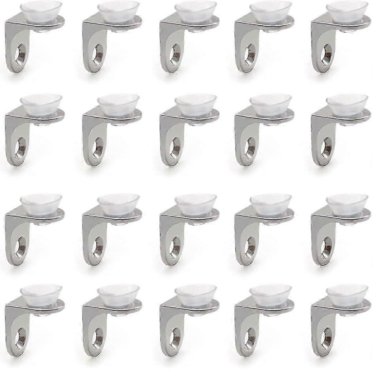 20 Pieces Right Angle Fixing Bracket Glass Shelf Support Base Bracket with Anti-Scratch Suction Cup