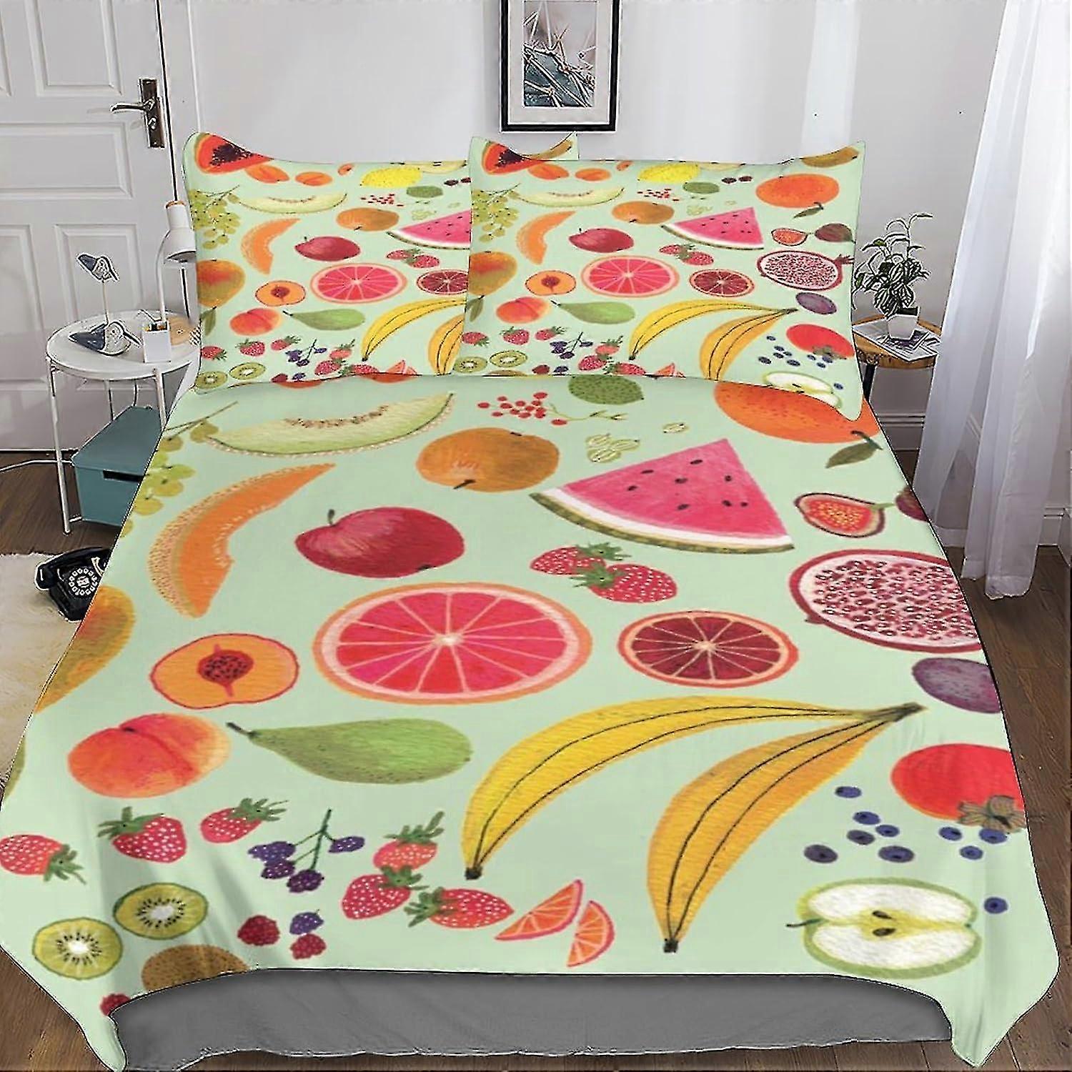 Colchão de Bebê 3D de Frutas Fofas, Morango, Capa de Edredom de 3 Peças com Fecho de Zíper Adequado para Determinada Marca.