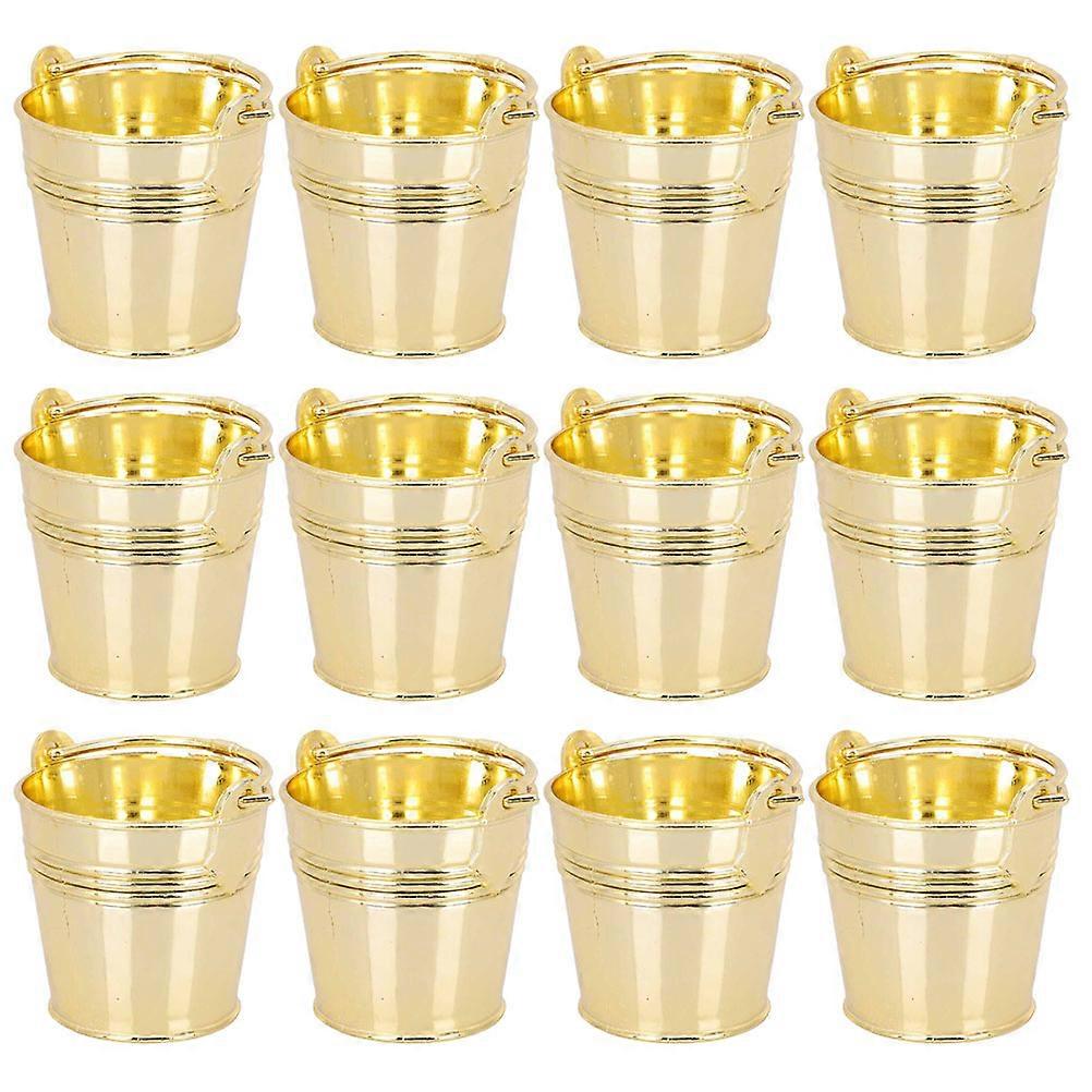 Golden Plastic Gift Bucket for Storage Use with Large Capacity Decorative Candy Container 12pcs