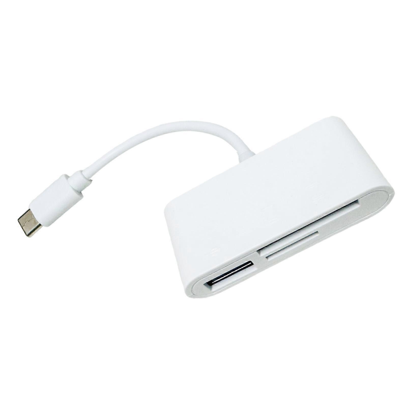 3 Slot Card Reader Memory Stick Adapter USB C to TF Card Reader for Camera Phone Laptop Computer Memory Card Reader  White