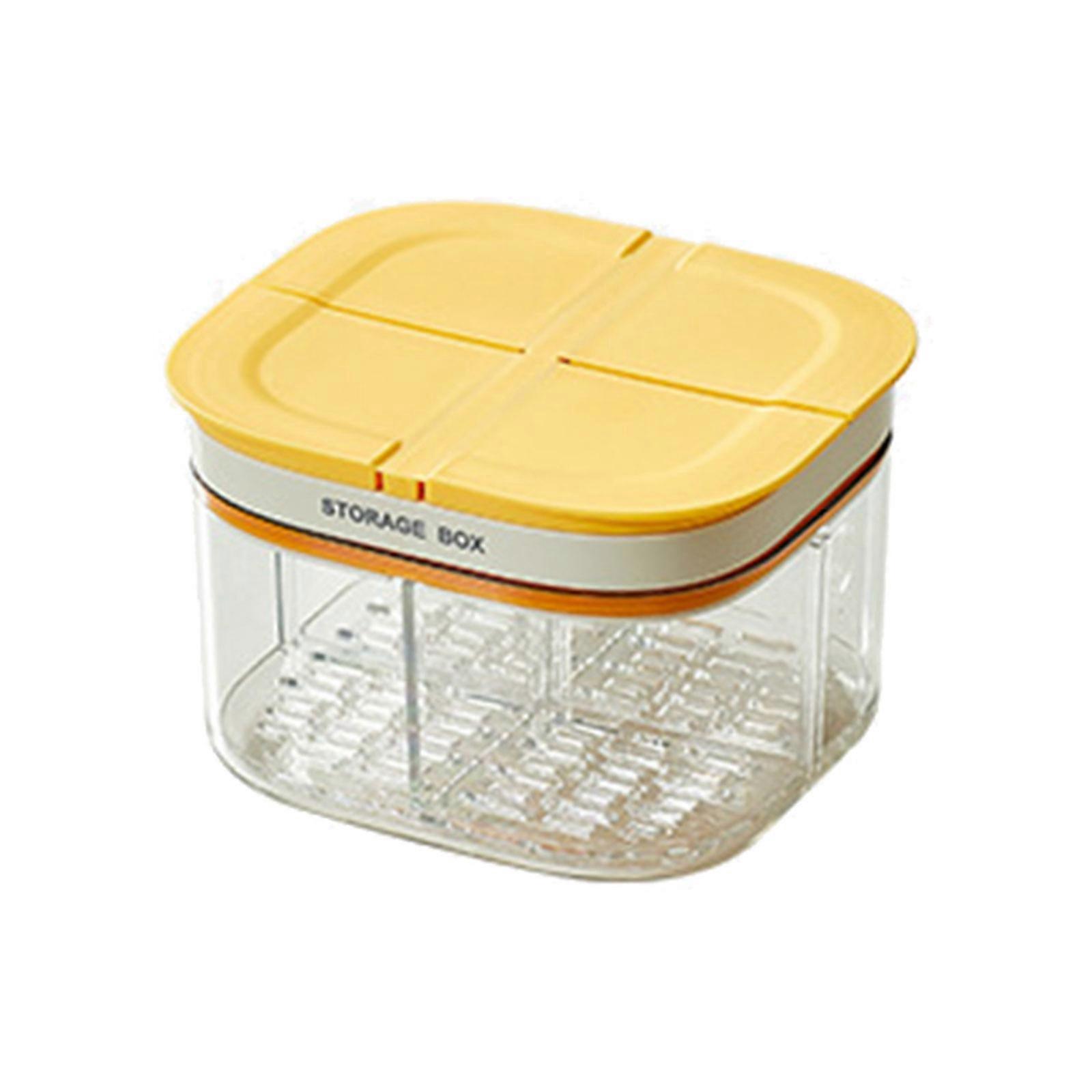 Food Storage Solution With Divided Sections Keep Ingredients Separated Freshing for Small Kitchen Countertops Use  Yellow