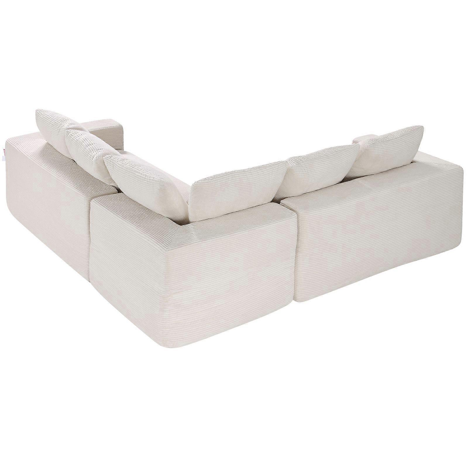 Modular Sectional Sofa, L Shaped, Cloud Sectional Couch with High Rebound Sponge and Density, Upholstered Corduroy Couch, Beige