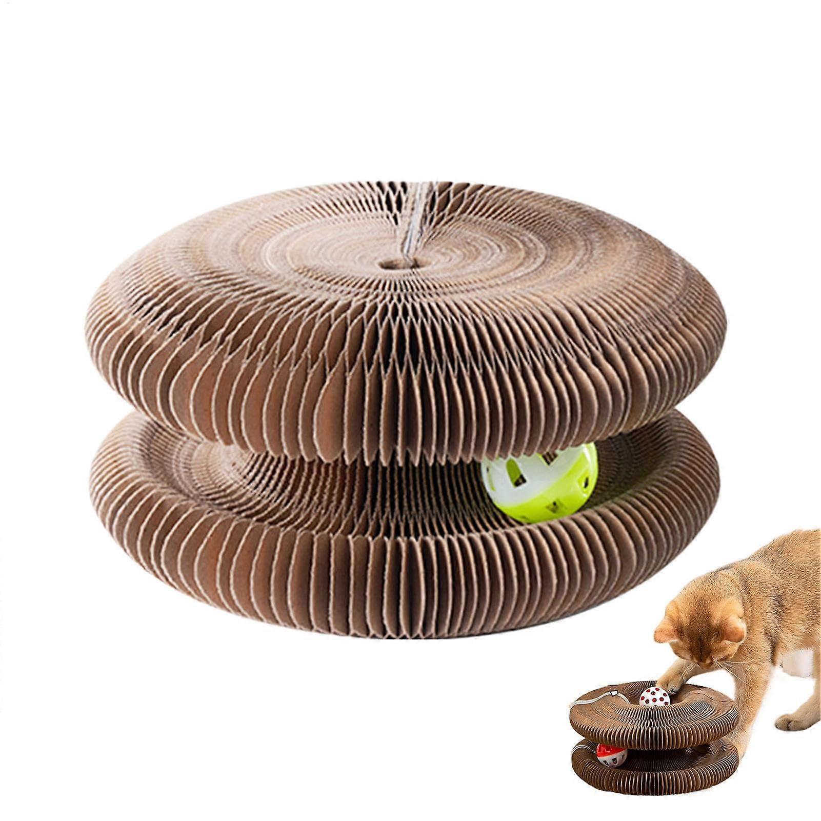 Cat Scratching Pad - Foldable Cardboard Board with Bell for Kittens - Interactive Recyclable Cat Scratchers for Home Use