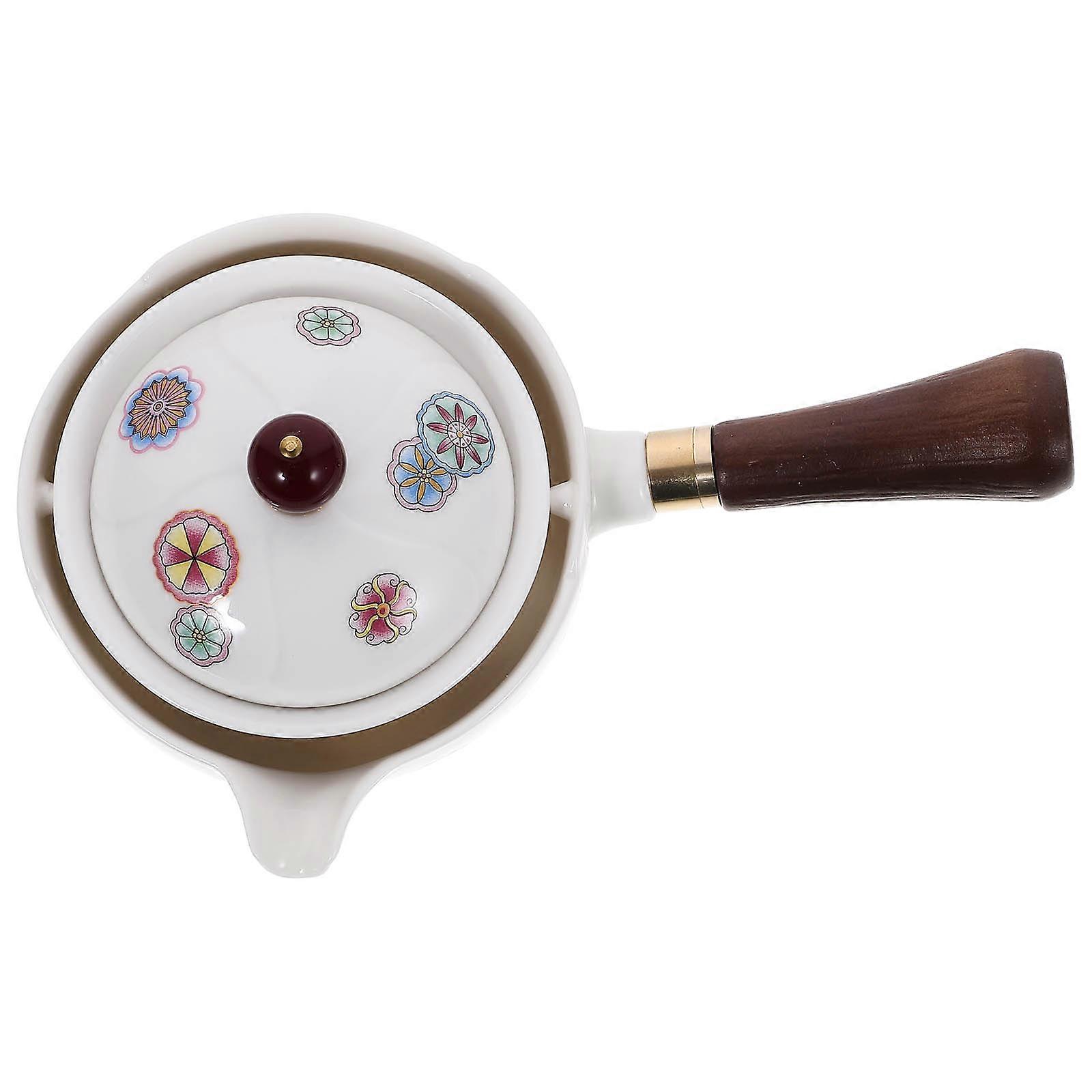 Ceramic Side Handle Teapot for Home with 360-Degree Rotation Design and Automatic Filter 0.4L