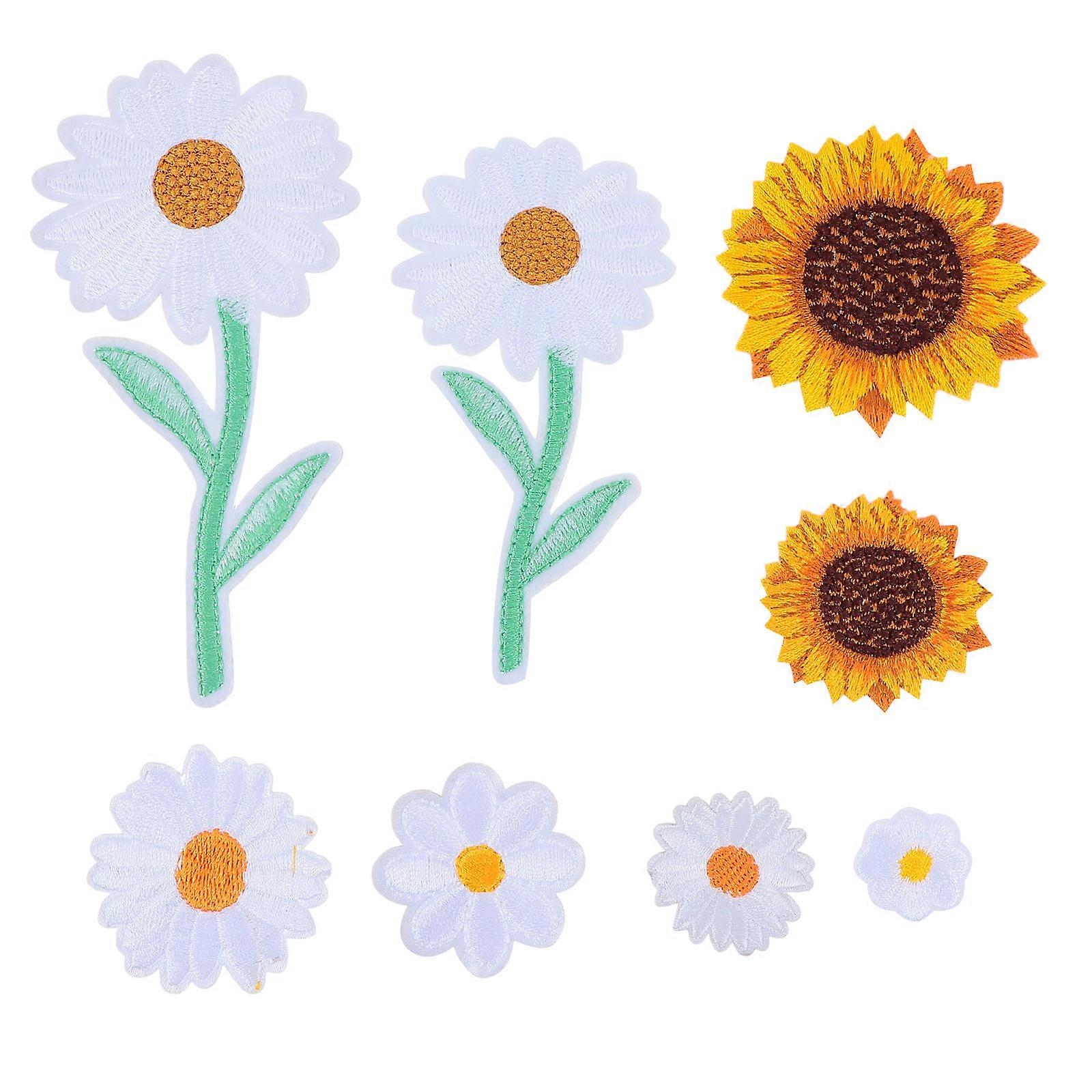 Clothes Embroidered Patch Daisy Flower Iron On Patches Assorted Color 5Cm Diy Projects 16Pcs