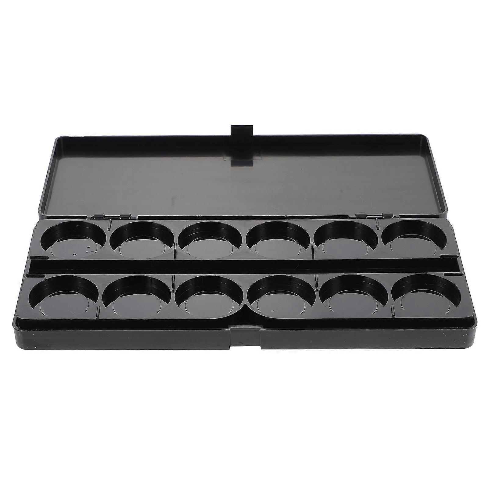 Black Plastic Paint Box for Watercolor Gouache with 24 Wells Lightweight and Durable Sealing Effect