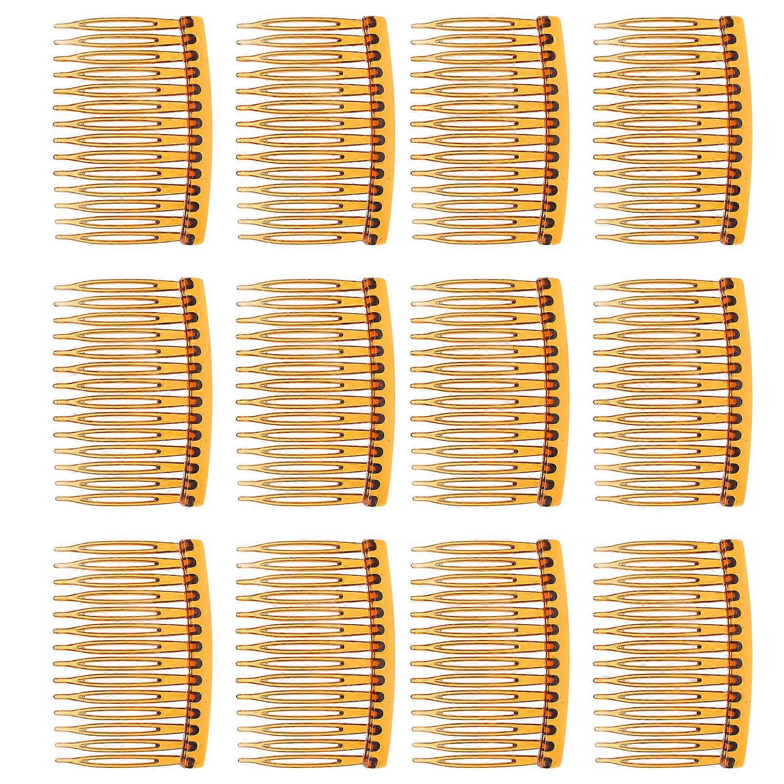 Simple Hair Side Combs Plastic Clip with Teeth for Hair Styling Coffee Color 50pcs
