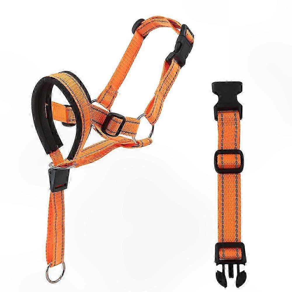 Reflective Dog Headcollar with Safety Strap, Padded Design for Small to Large Breeds, Prevents Heavy Pulling on Walks