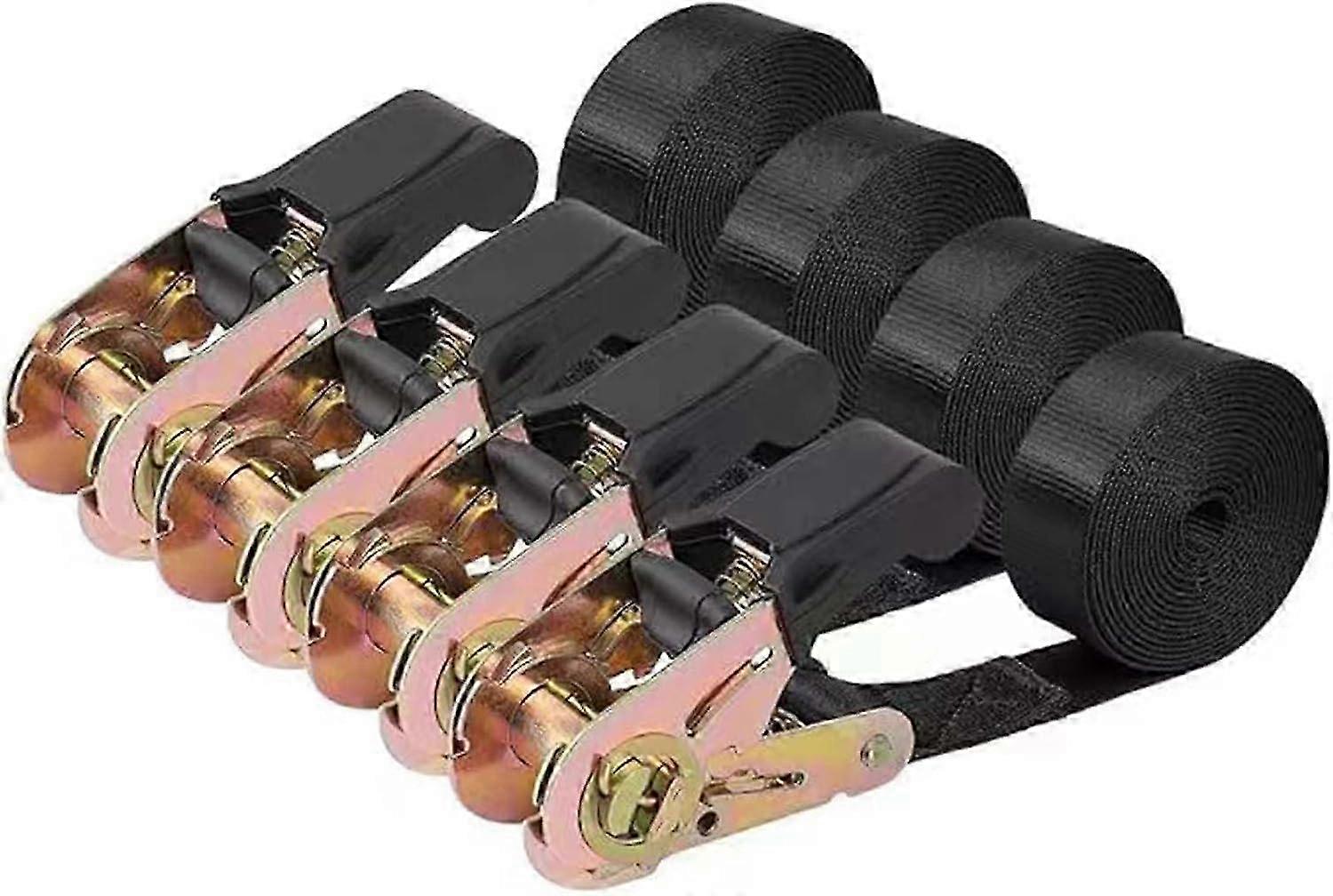 Endeløse Ratchet Tie Down Stropper,DuRable Nylon Svart Stropp Ned Skralle Sikringsstropper,4Pack 2025