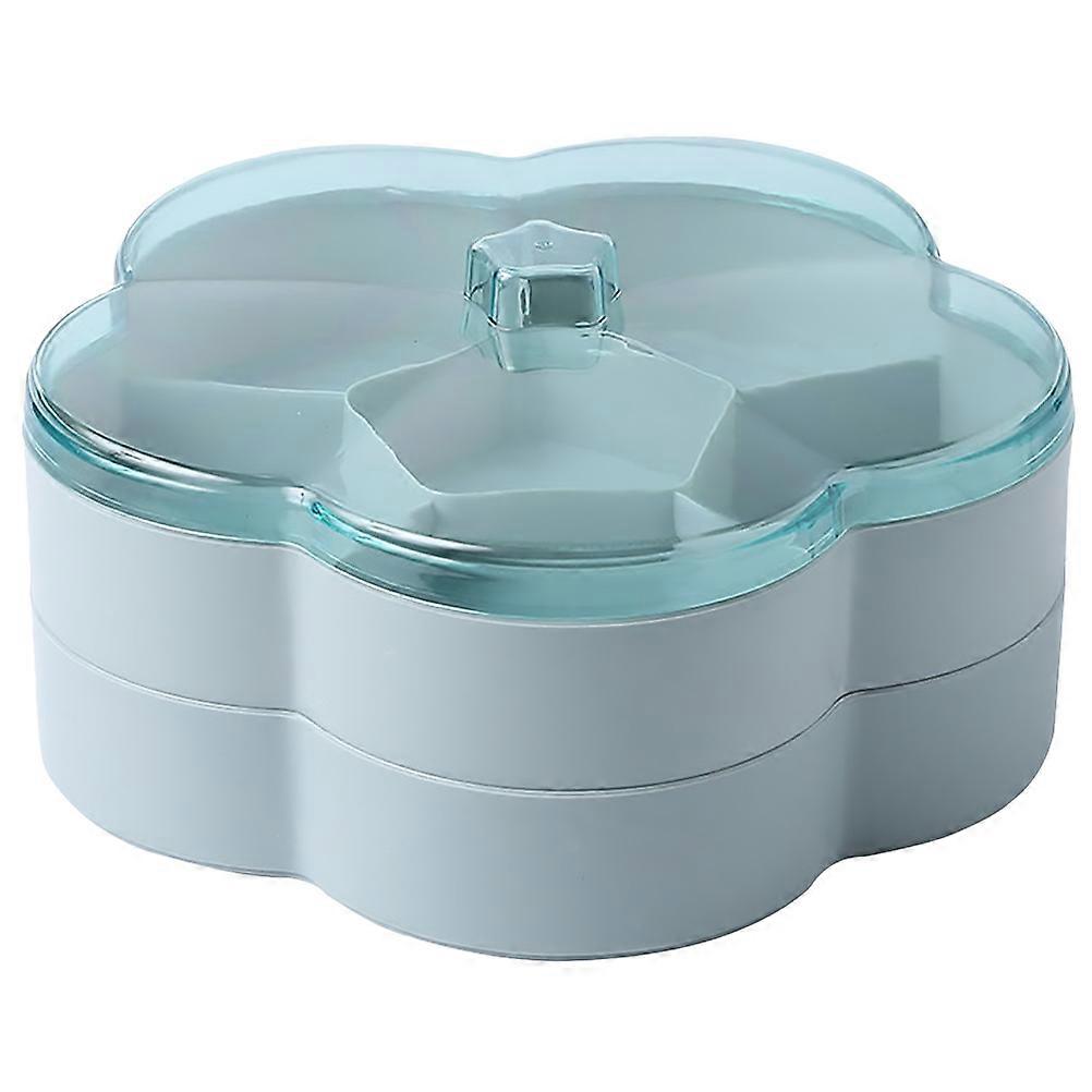 Compartment Snack Containers Dried Fruits And Nuts Organizer Green Double-layer Home Multi-function 10.2×10.2×4.4in 1Set