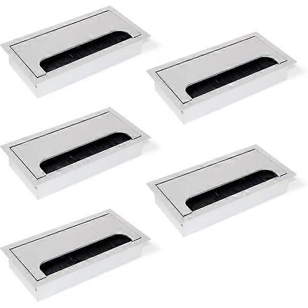 Square Cable Grommet 160x80mm for Recessed Mounting in Desk, Cable Organizer for Furniture, Set of 5