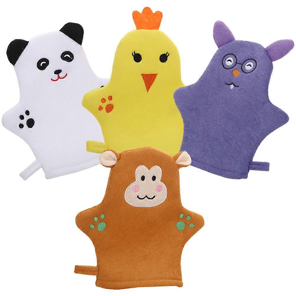 4Pcs Kids Bath Mitts Exfoliating Body Scrub Gloves SPA Foaming Bathing Gloves