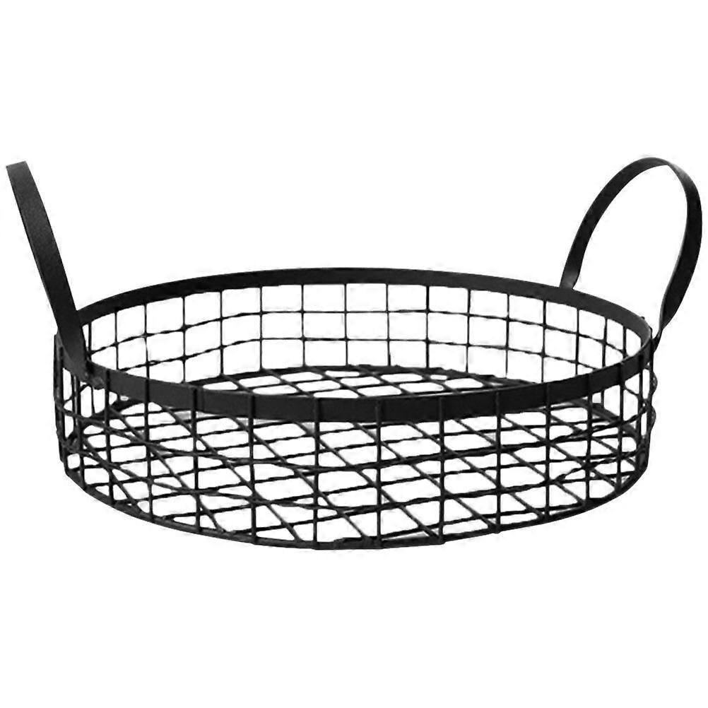 Black Metal Wire Fruit Basket with Handle for Home Use, MultiFunction Storage 12.5 x 10 x 8 Inches