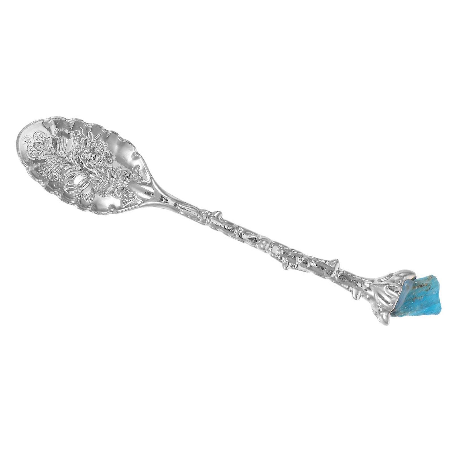 Apatite Crystal Raw Stone Spoon Vintage Carved Dessert Spoon For Mixing And Serving Convenient Coffee Spoon
