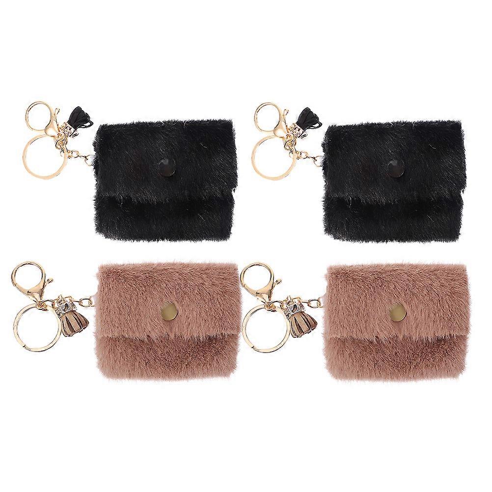 Compact Mini Coin Pouch Wallet Portable Multipurpose Coin Storage Assorted Color Bright Color Polyester Zinc Alloy 4Pcs