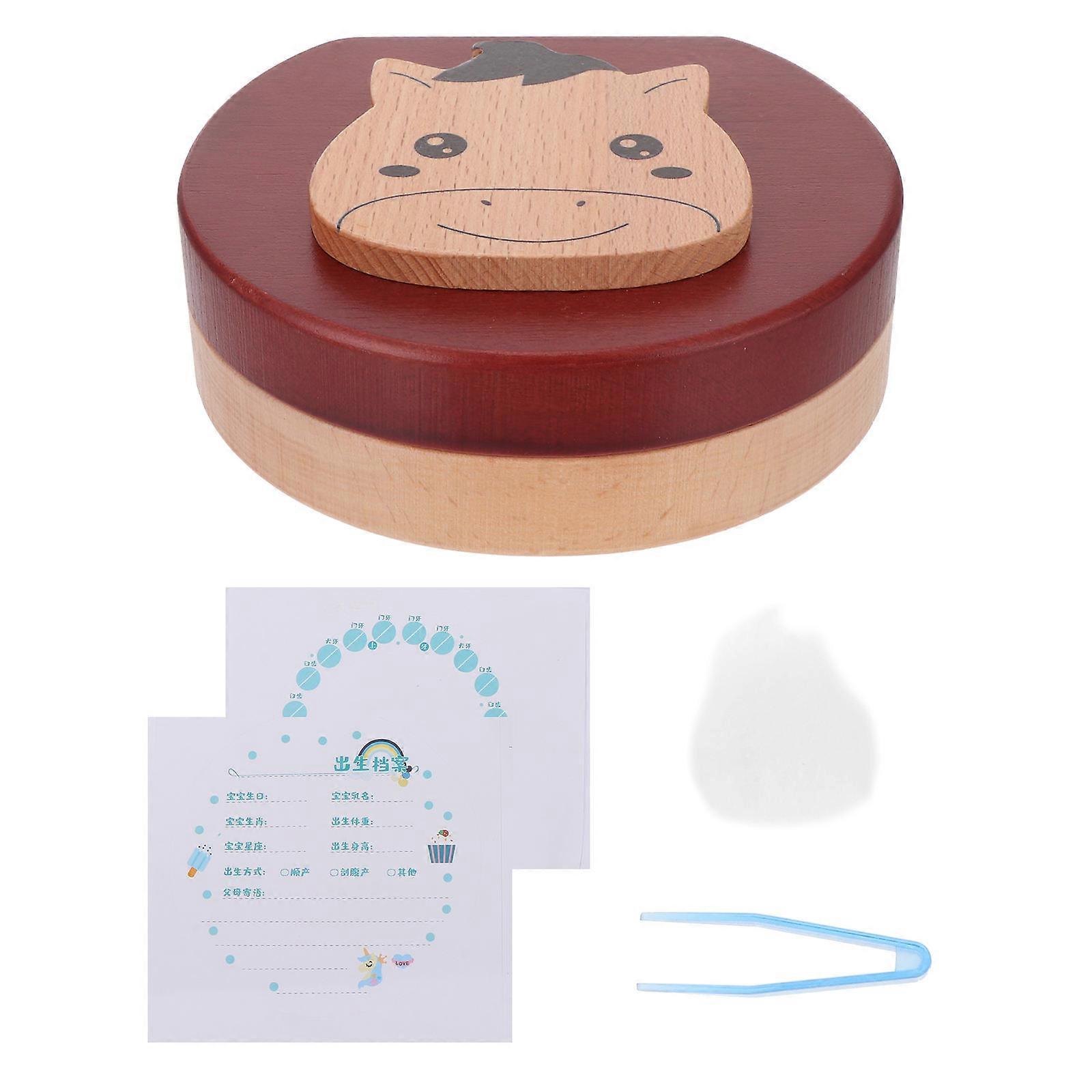 Wooden Tooth Fairy Keepsake Box with Profile & Fetal Hair Bottle for Memory Preservation