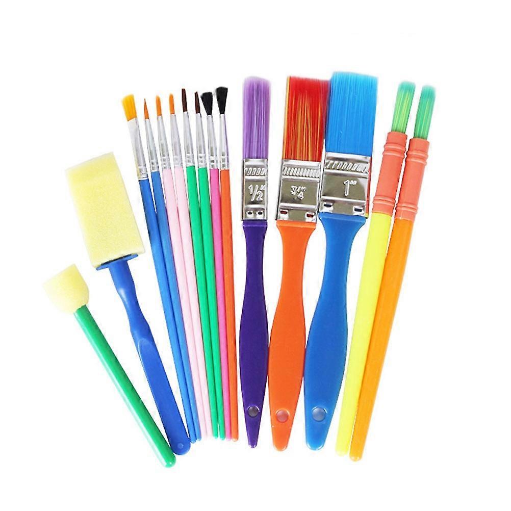 Plastic Paint Brush Set For Crafts Toddlers With Random Color And Multiple Applications 15Pcs